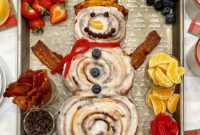 Whimsical Snowman Cinnamon Roll Breakfast Platter