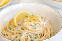 Creamy Lemon Ricotta Linguine with Crispy Pancetta and Peas