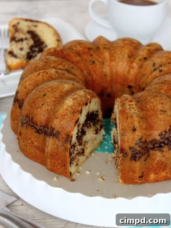 Molten Chocolate Chip Pound Cake 1 featured 670