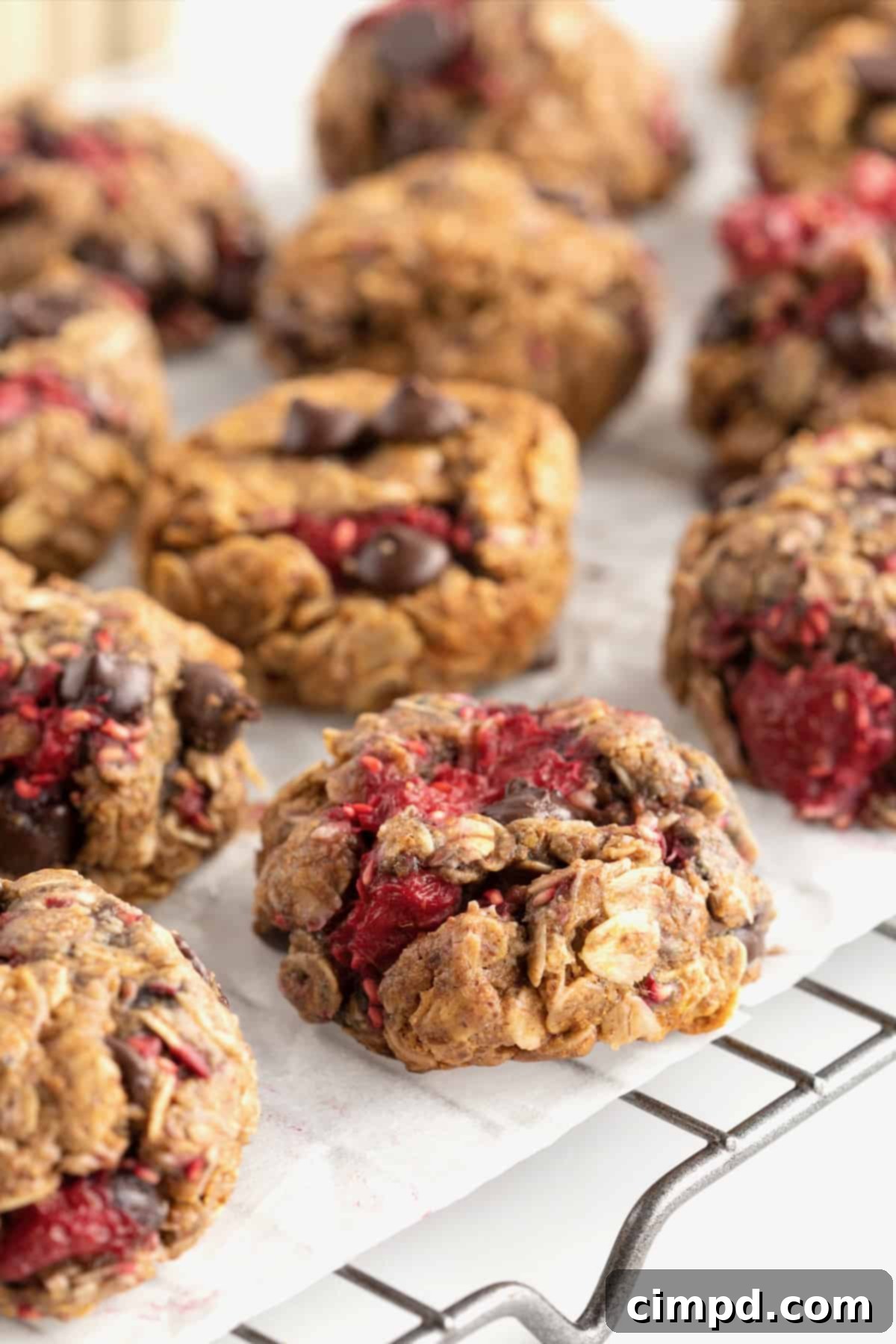 Fudgy Flourless Dark Chocolate Raspberry Oat Cookies 1 featured 6712