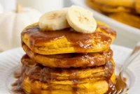 Autumn Pumpkin Banana Pancakes with Pumpkin Spice Drizzle