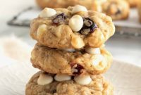 White Chocolate Chip Macadamia Nut Oatmeal Cranberry Cookies