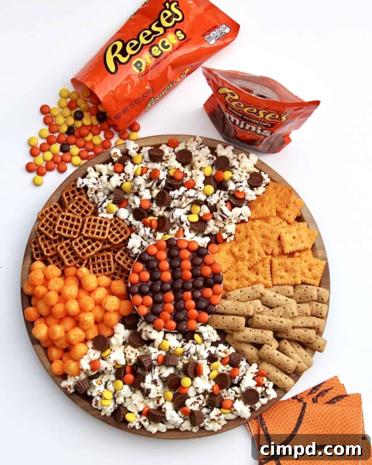 Slam Dunk Basketball Snack Board with Reese's and varied treats