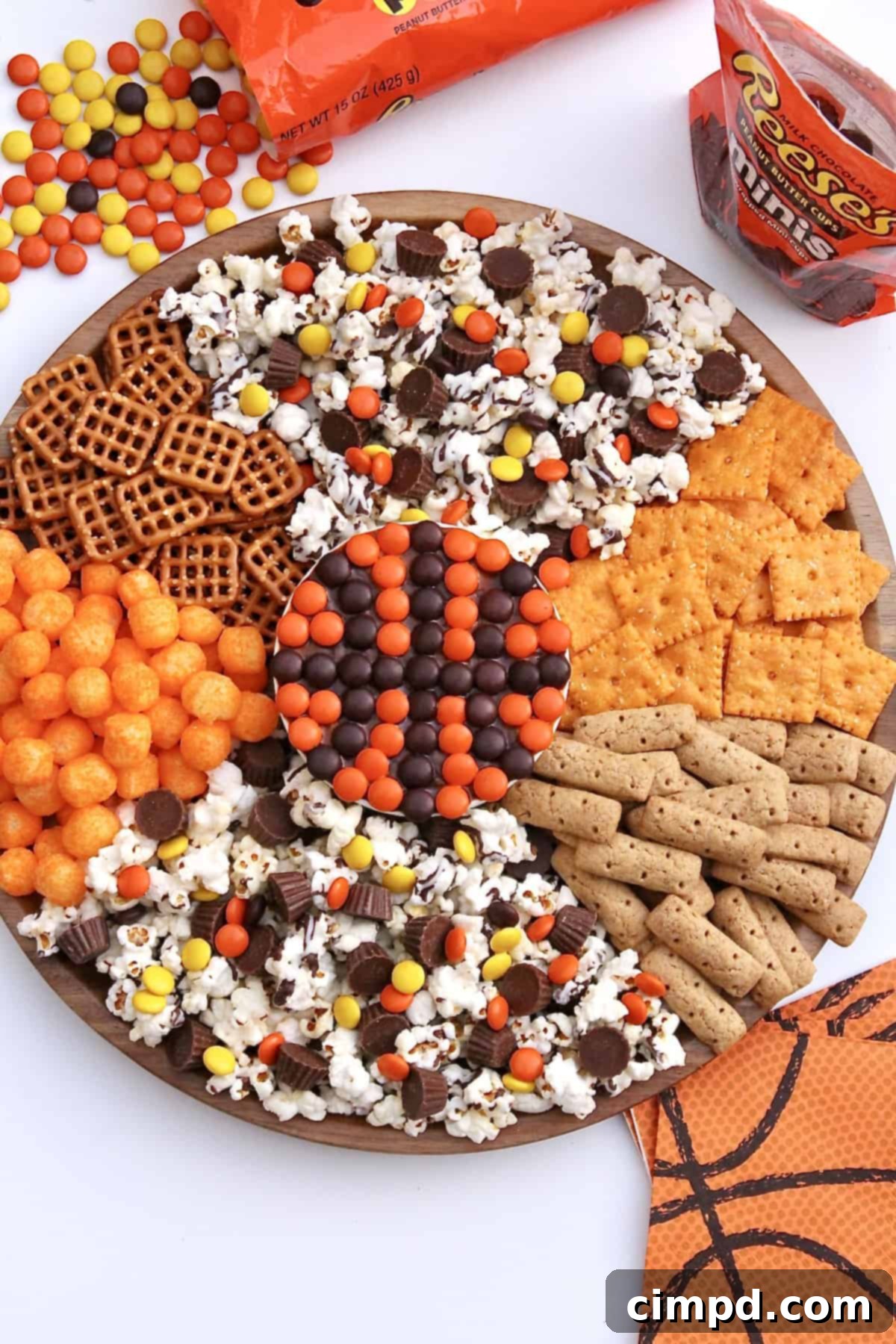 Full view of the Slam Dunk Snack Board ready for a party