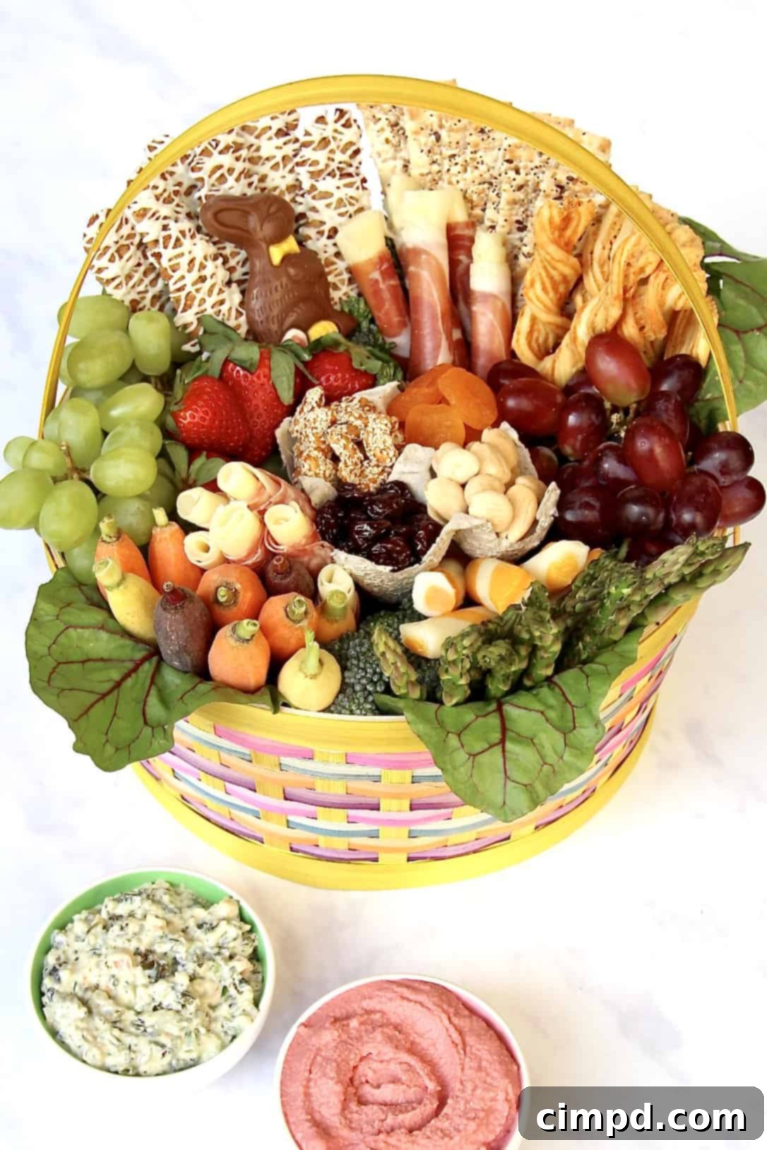 Selection of fresh ingredients for an Easter Snack Basket