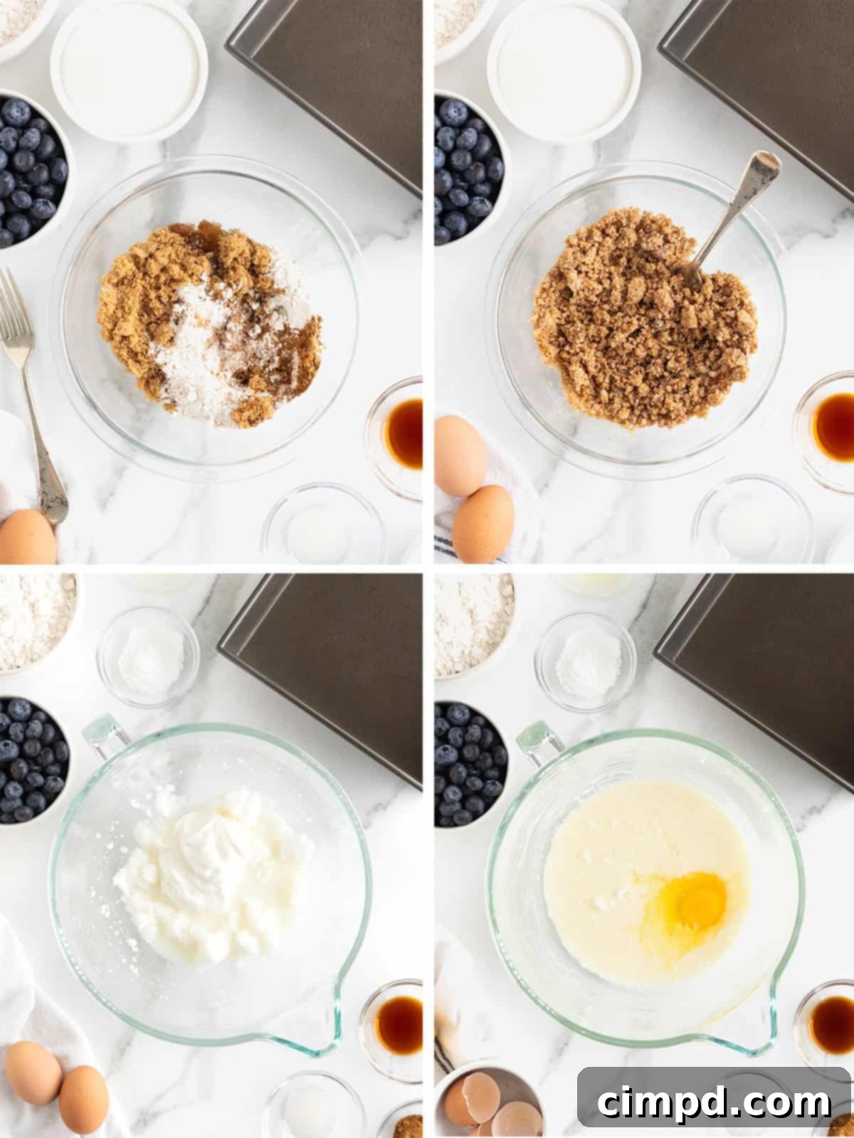 Blueberry Burst Greek Yogurt Crumb Cake 7 Steps to make Greek yogurt blueberry coffee cake.