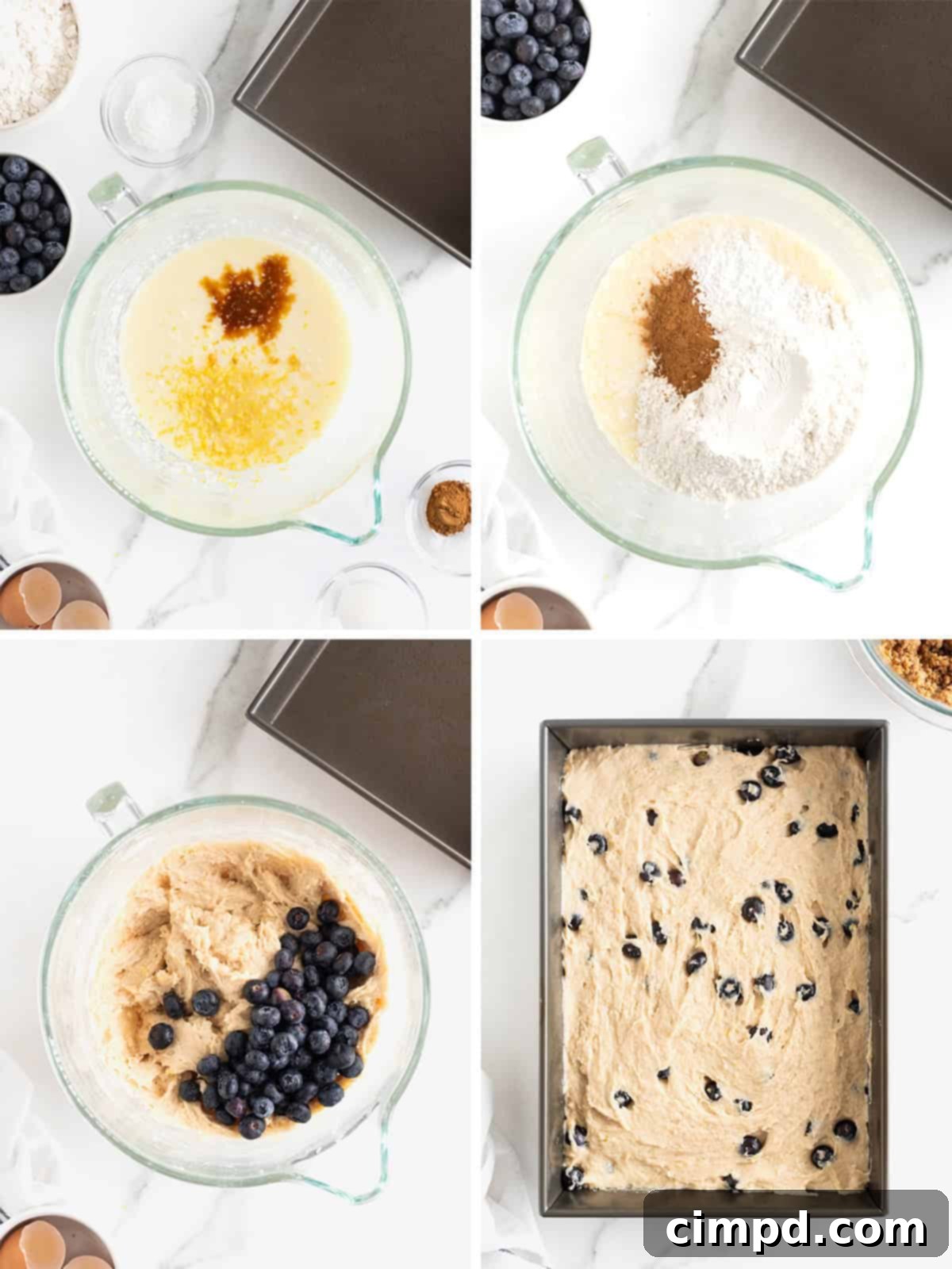 Blueberry Burst Greek Yogurt Crumb Cake 8 Steps to make Greek yogurt blueberry coffee cake.