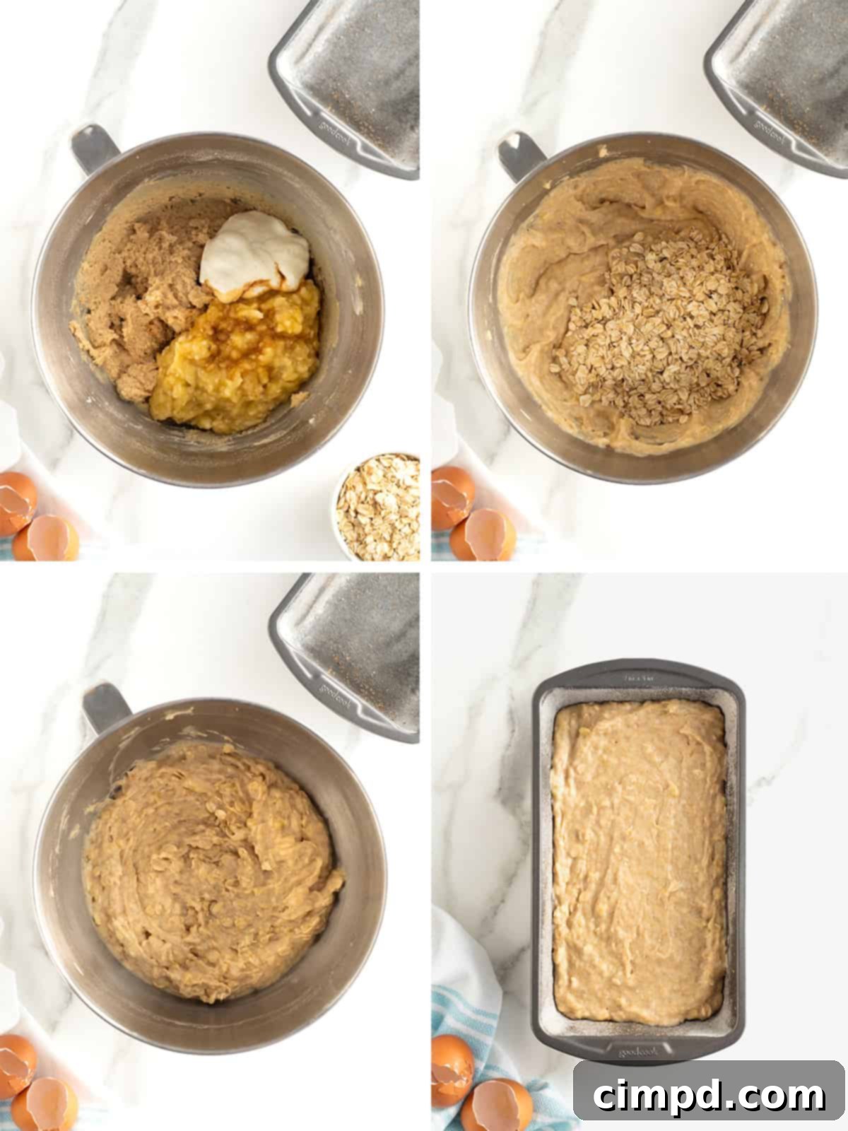 Banana Oat Whole Wheat Bread 7 Steps to make Whole Wheat Banana Oat Bread.