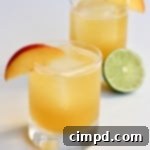 Peachy Keen Cocktail ingredients and garnish