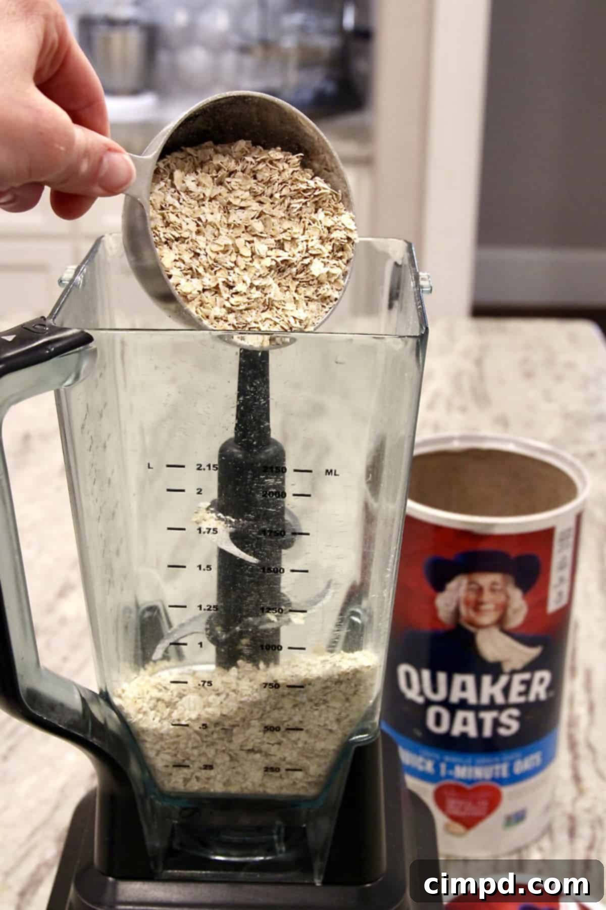 Blending ingredients for Healthy Edible Cookie Dough Bites