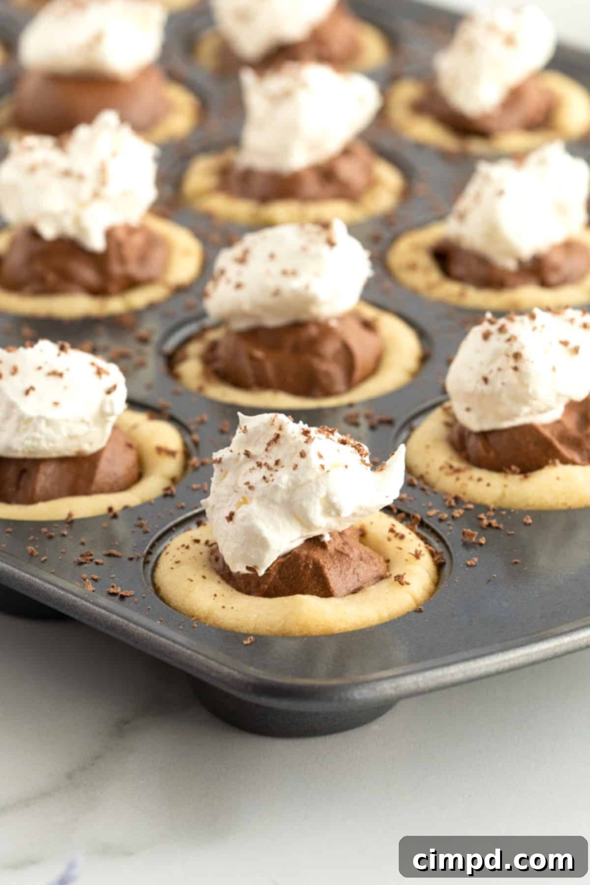 Mini Chocolate Fudge Cream Pies by The BakerMama