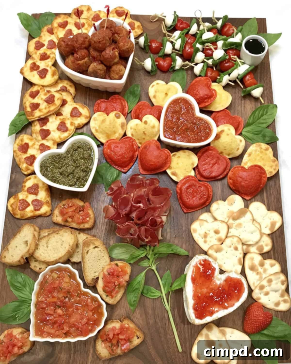 Savoring Love: An Italian Valentine's Dinner Board 9 Beautifully arranged Italian-themed Valentine's Day Dinner Board, ready to serve