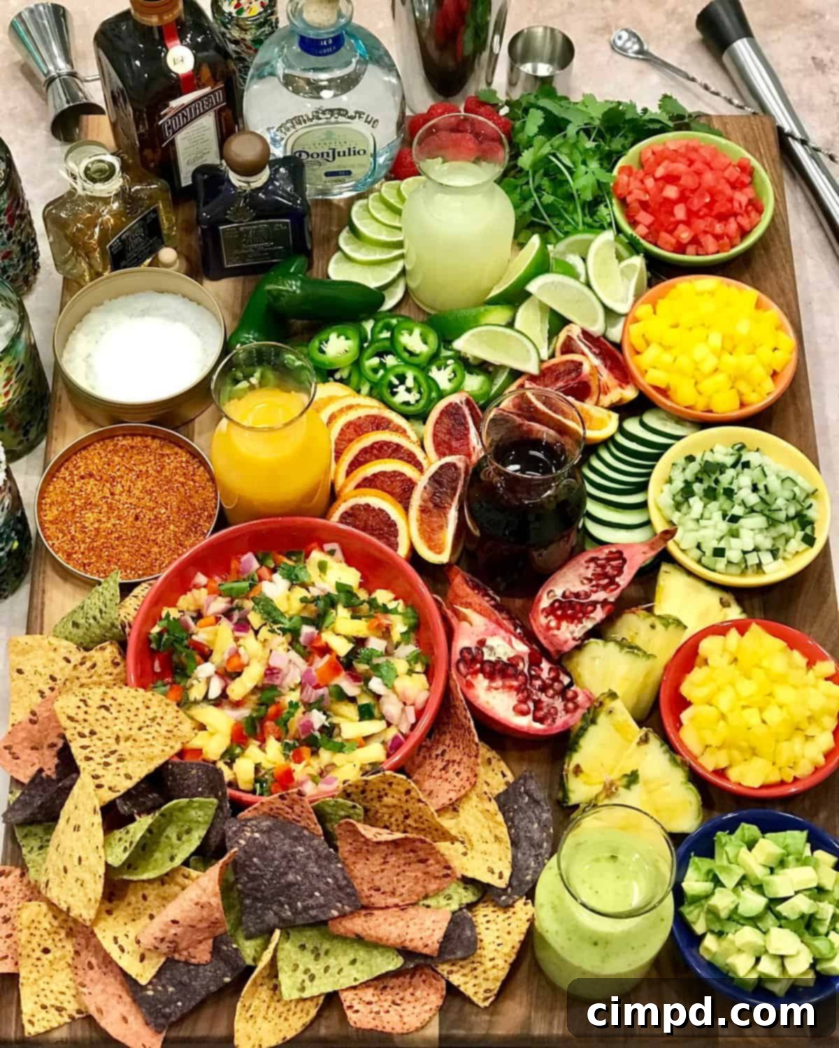 Arranging the ingredients on a Margarita Board