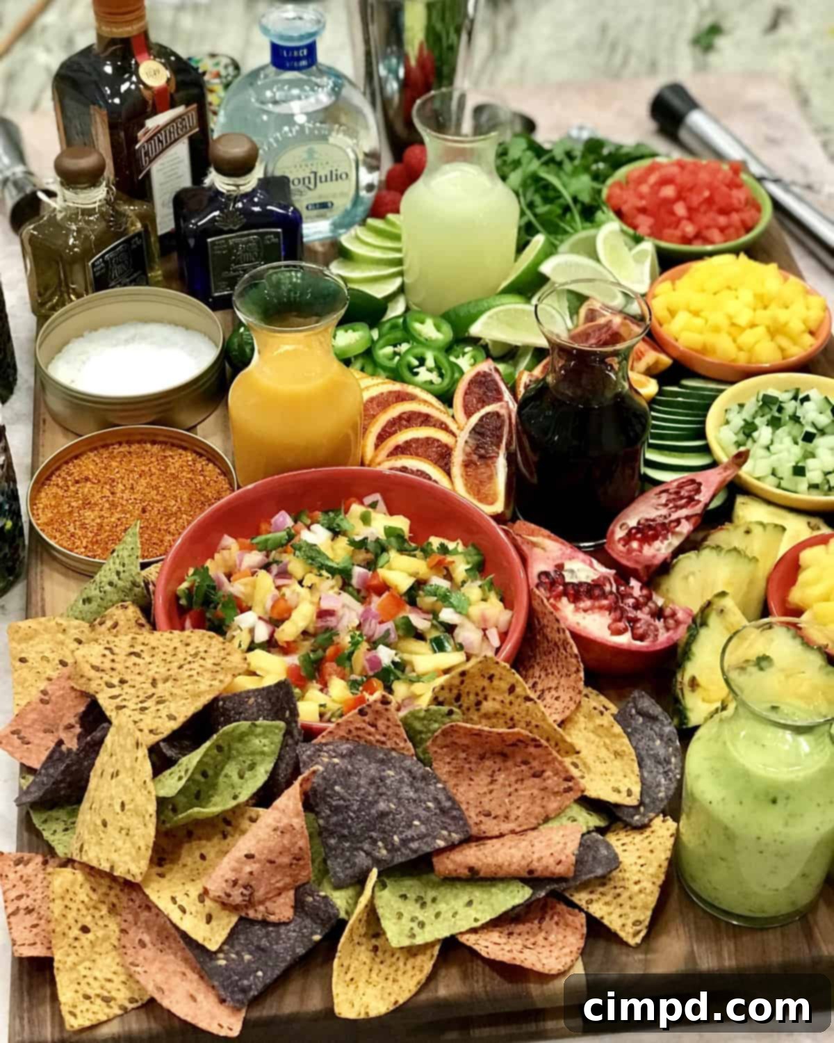 Make-Your-Own Margarita Board overflowing with ingredients