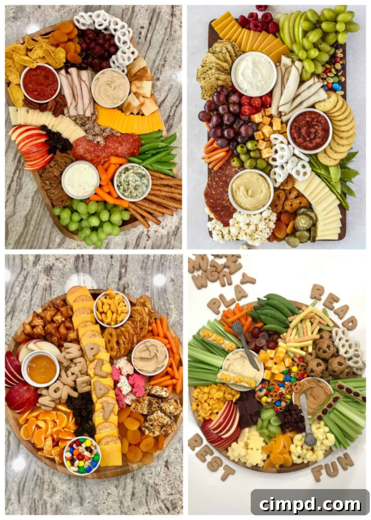 Kids In The Kitchen Snack Boards - a vibrant board with various snacks