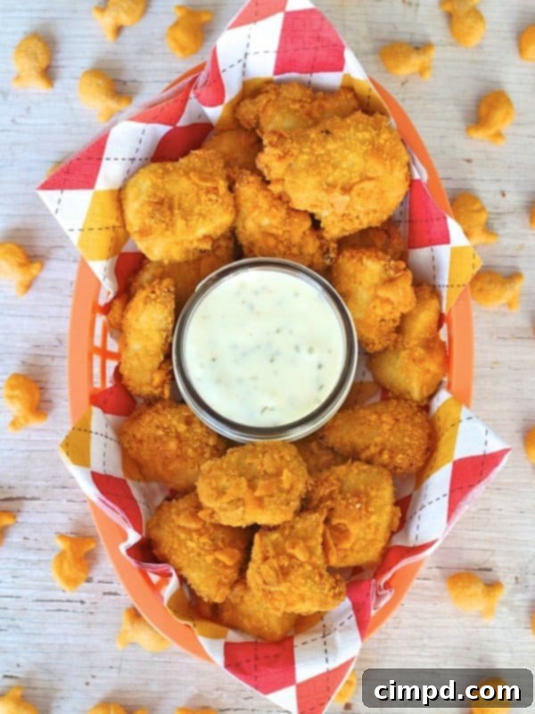 Goldfish Chicken Nuggets arranged on a plate