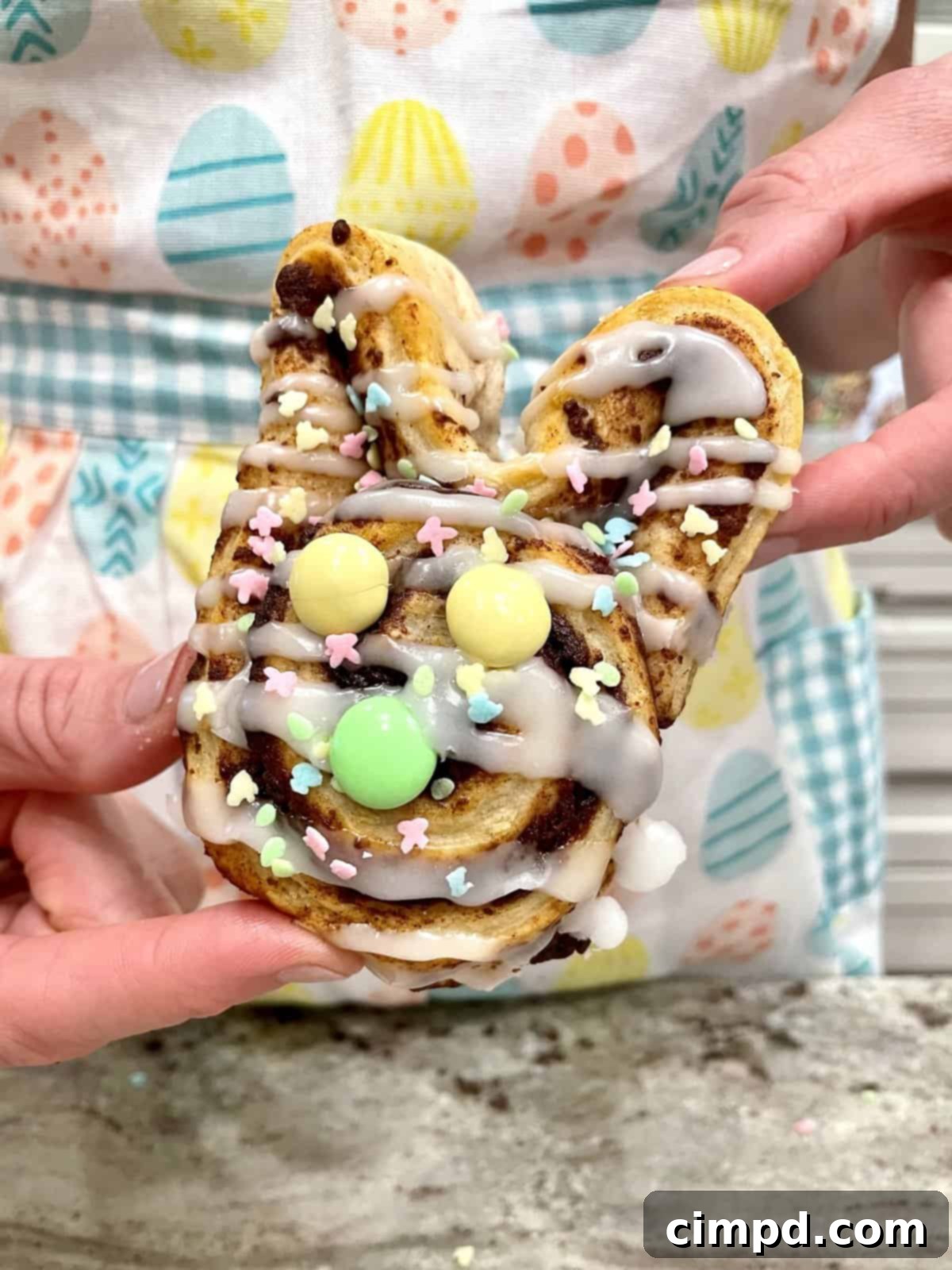 Hoppy Easter Cinnamon Swirls 8 Plate of adorable Easter Bunny Cinnamon Rolls ready to eat