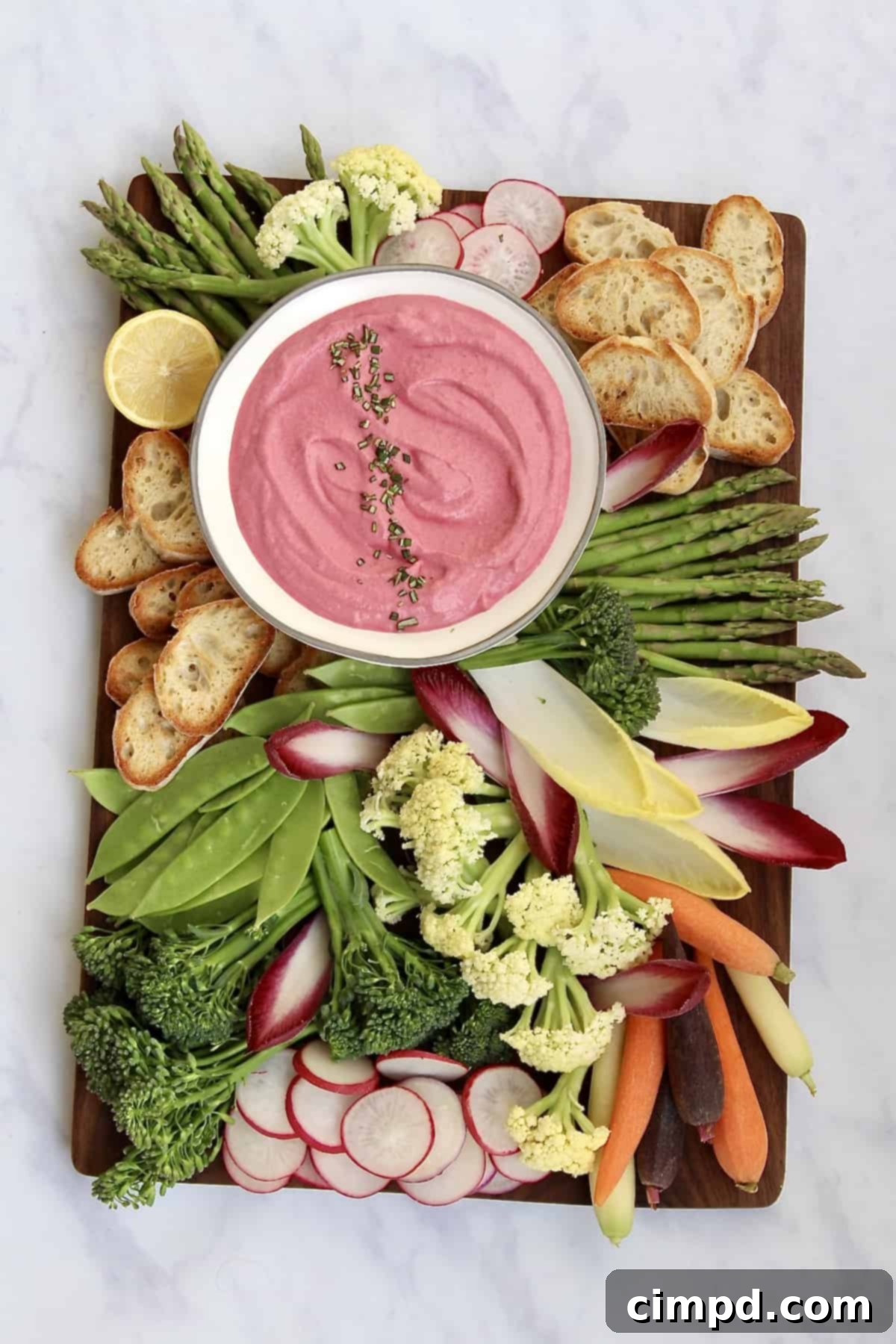 Vibrant Whipped Beet Ricotta Dip with Fresh Vegetables