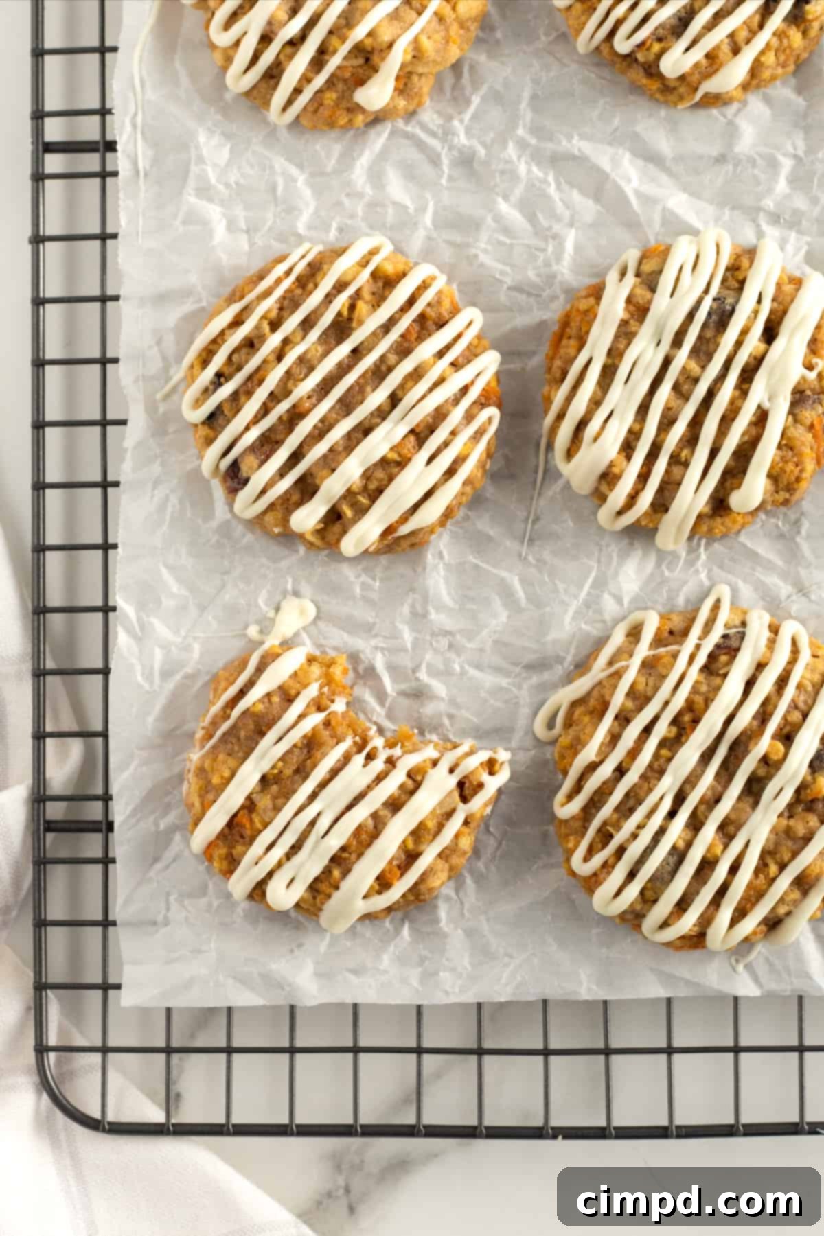 Stack of Carrot Cake Cookies by The BakerMama, ready to be enjoyed
