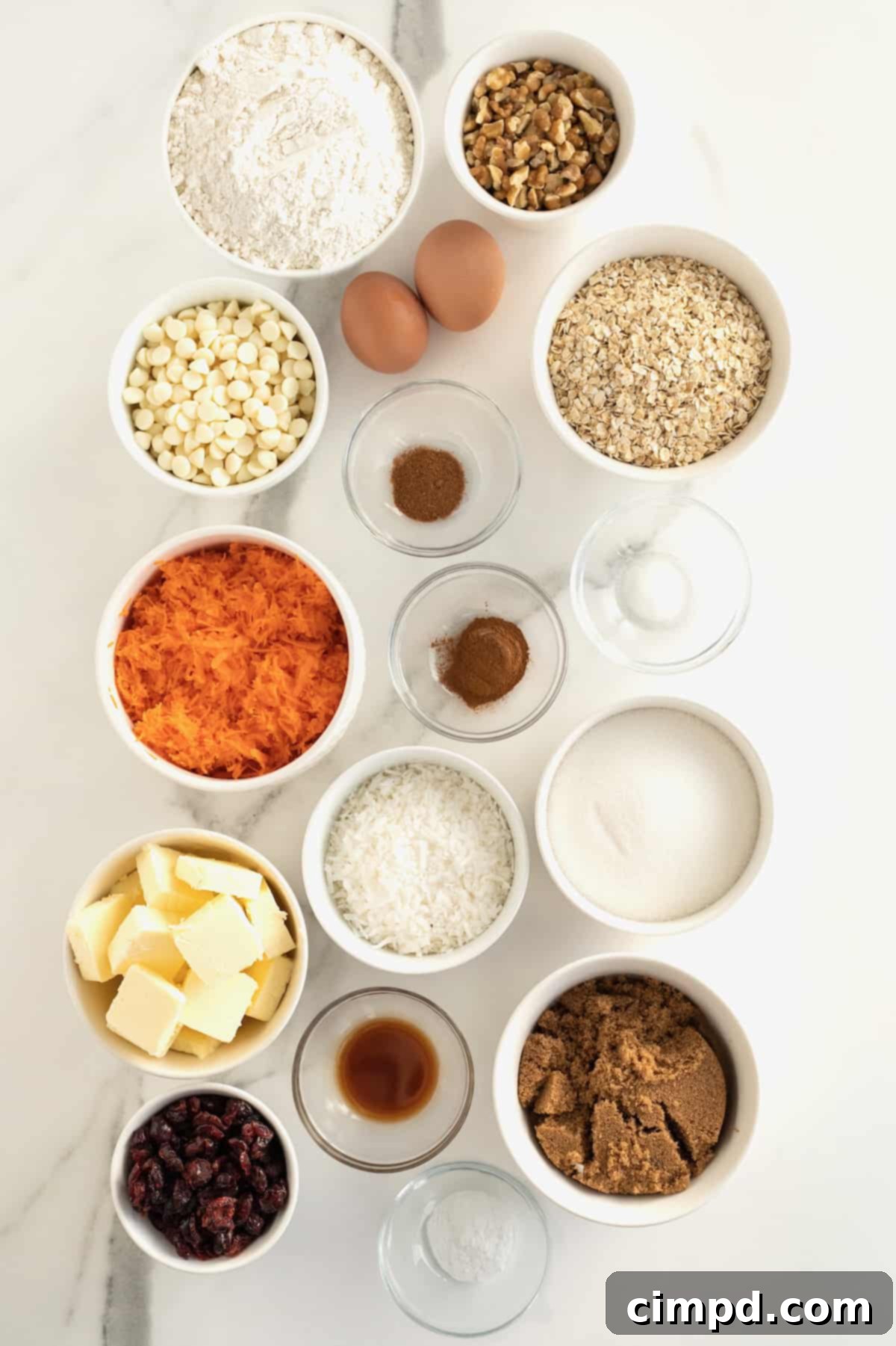 Collection of ingredients for Carrot Cake Cookies by The BakerMama