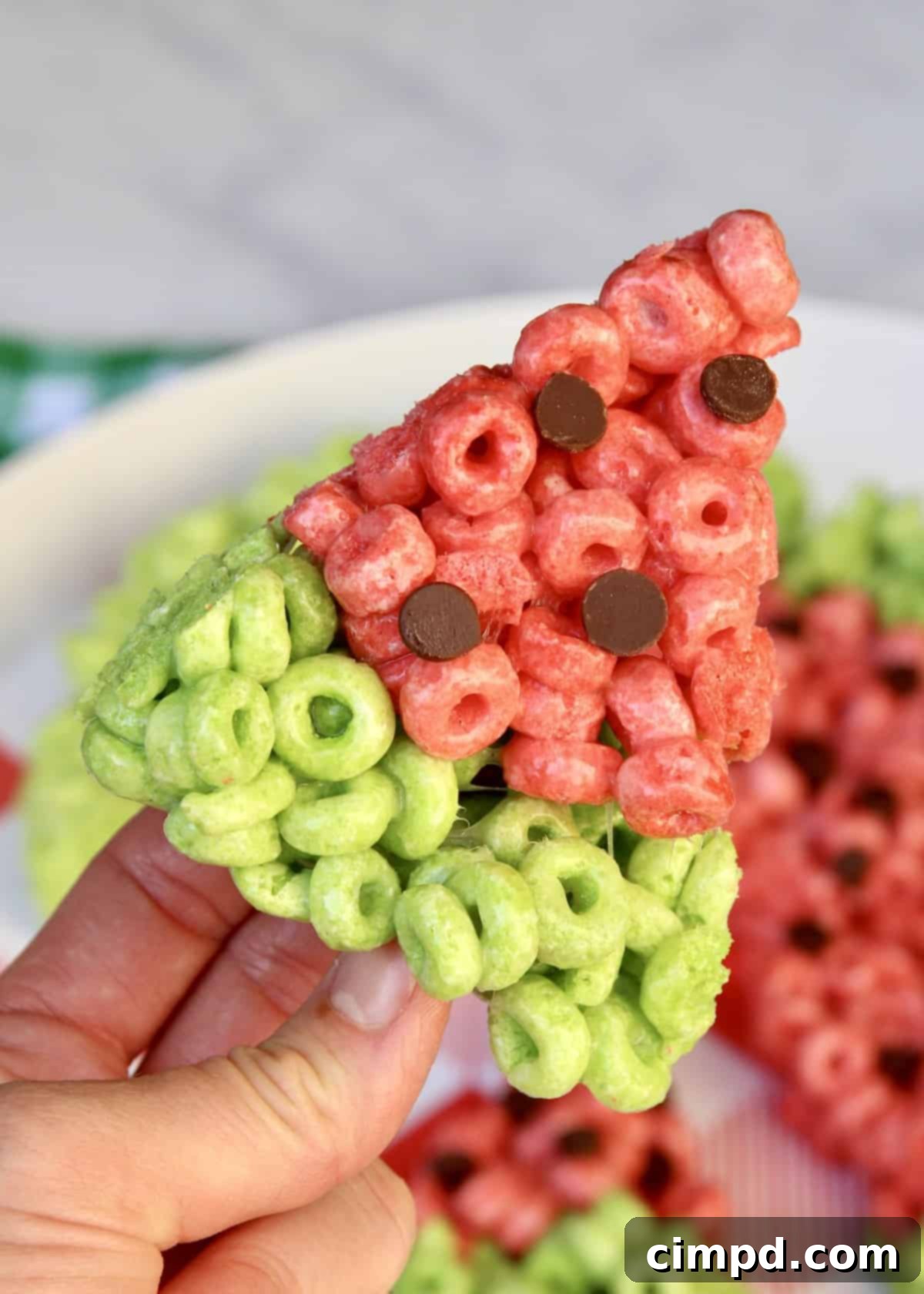 Watermelon No-Bake Treats on a wooden board