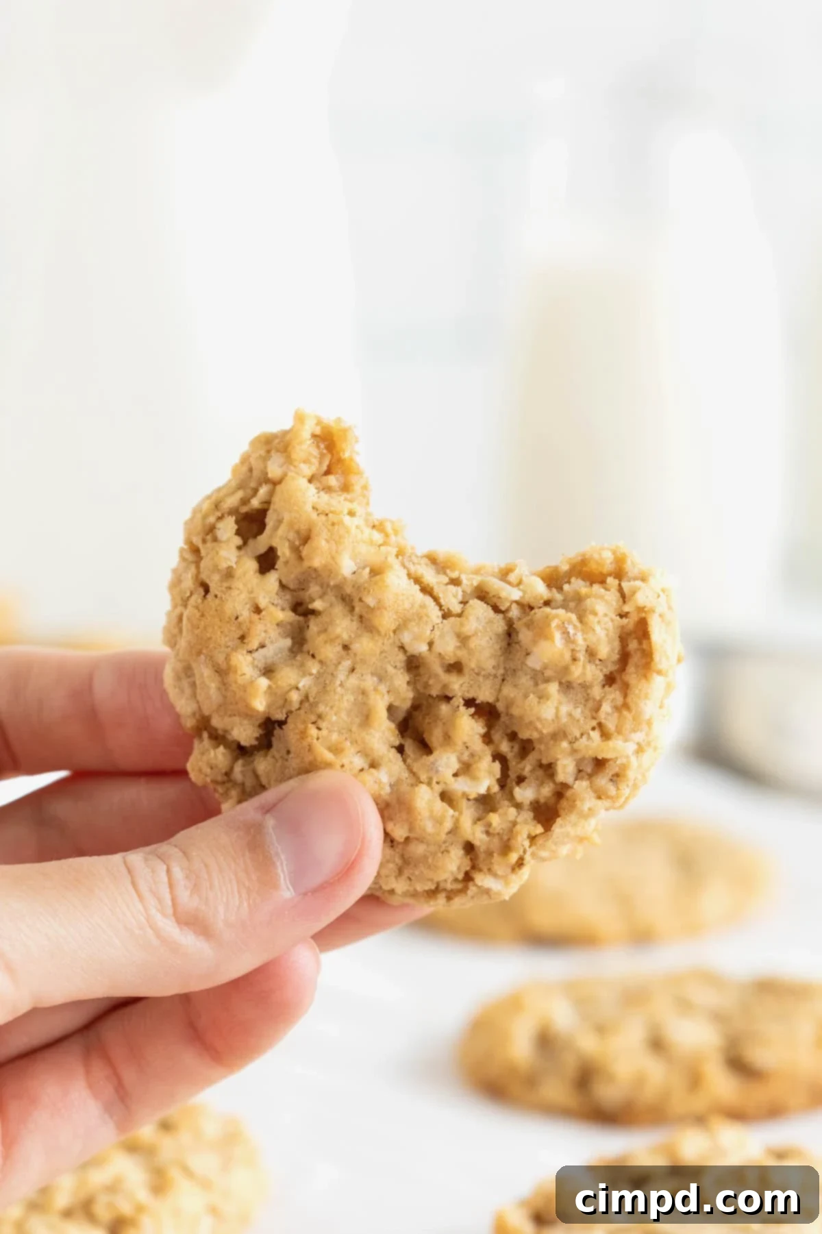 Spiced October Treats 3 A hand holding a freshly baked October Cookie, with a bite taken out to reveal its chewy and crunchy texture.