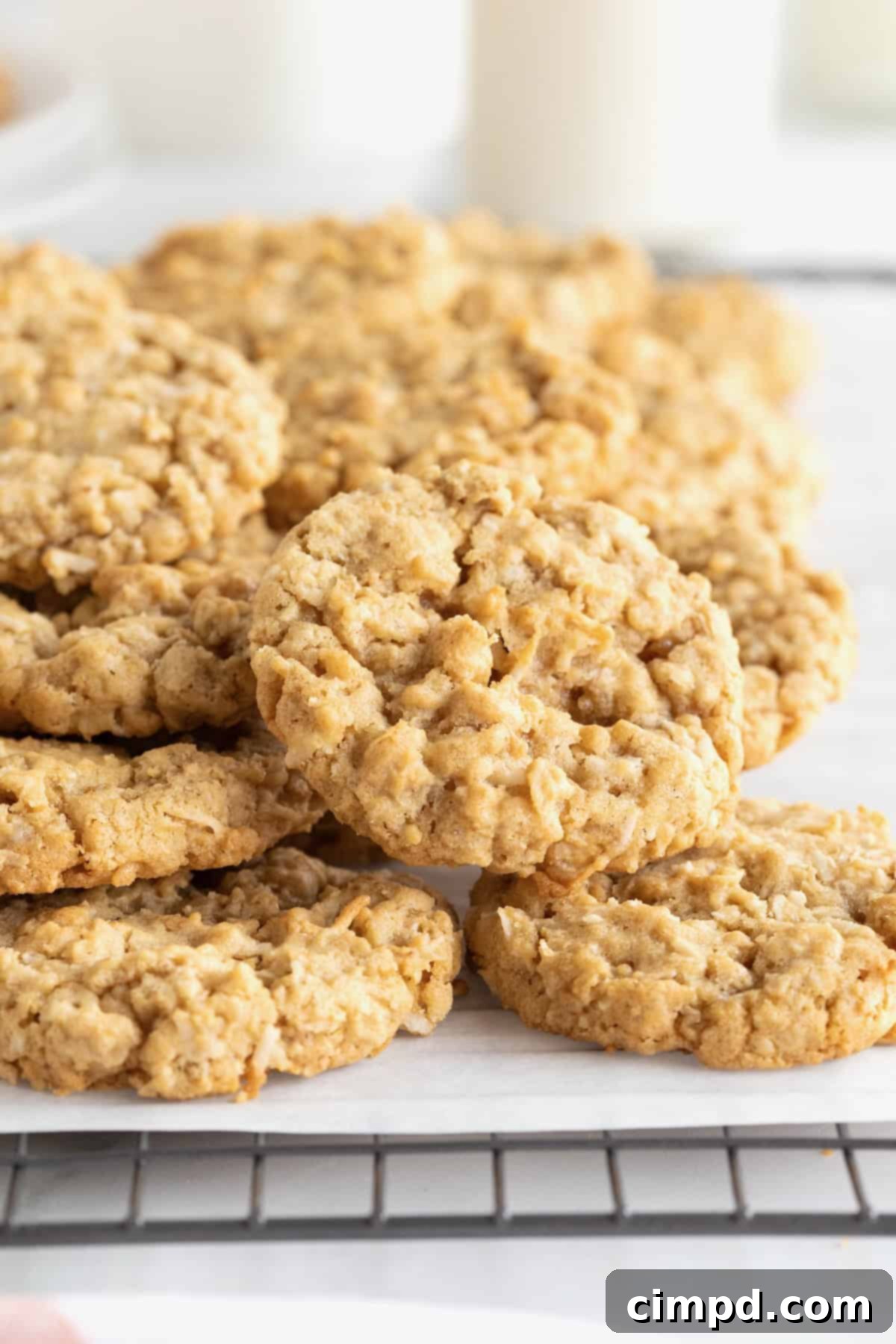 Spiced October Treats 4 A fresh pile of October Cookies cooling on a parchment lined metal rack, showcasing their golden brown perfection.