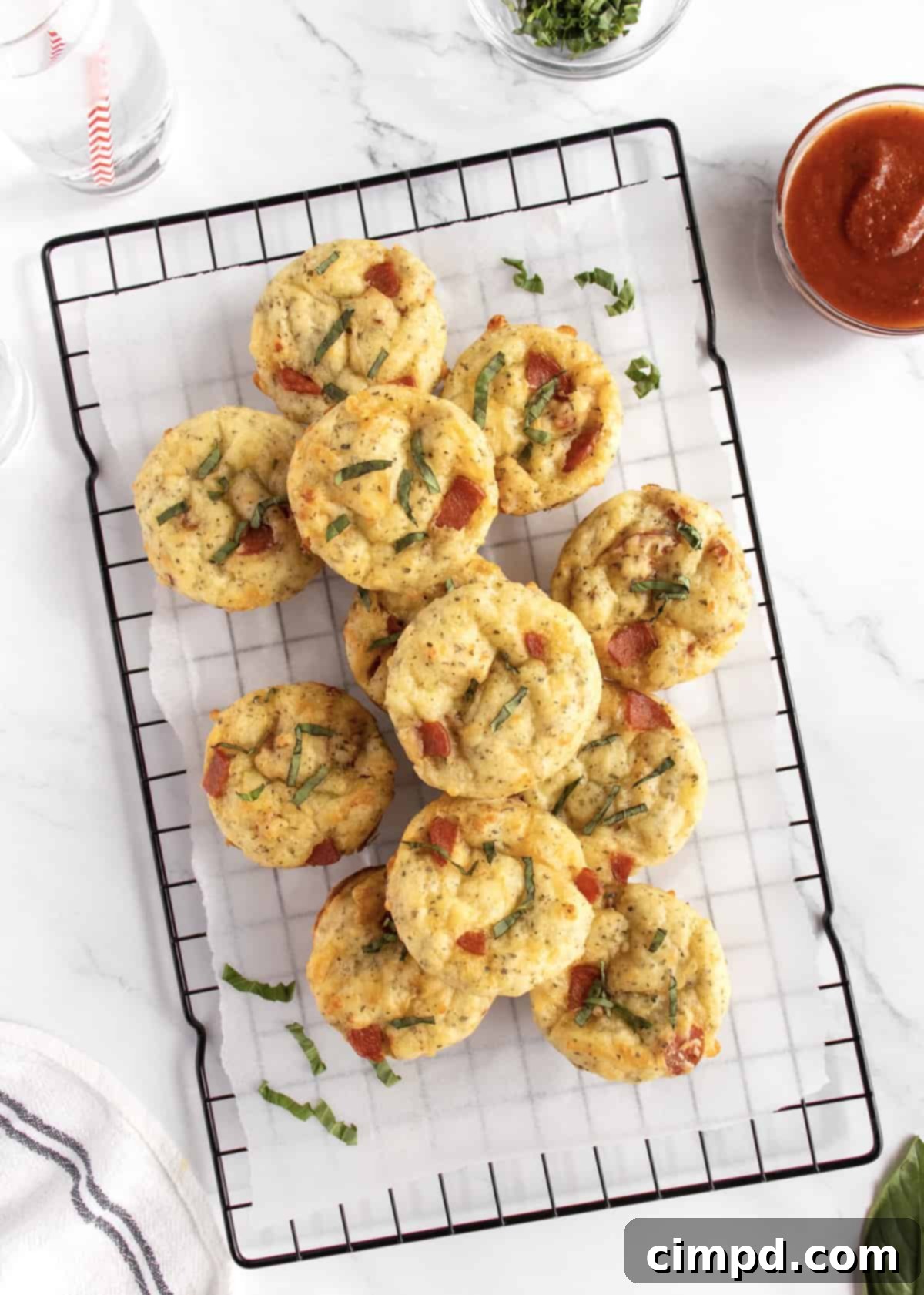 Cheesy Pizza Poppers 7 Assortment of Pizza Inspired Dishes, including Pizza Muffins