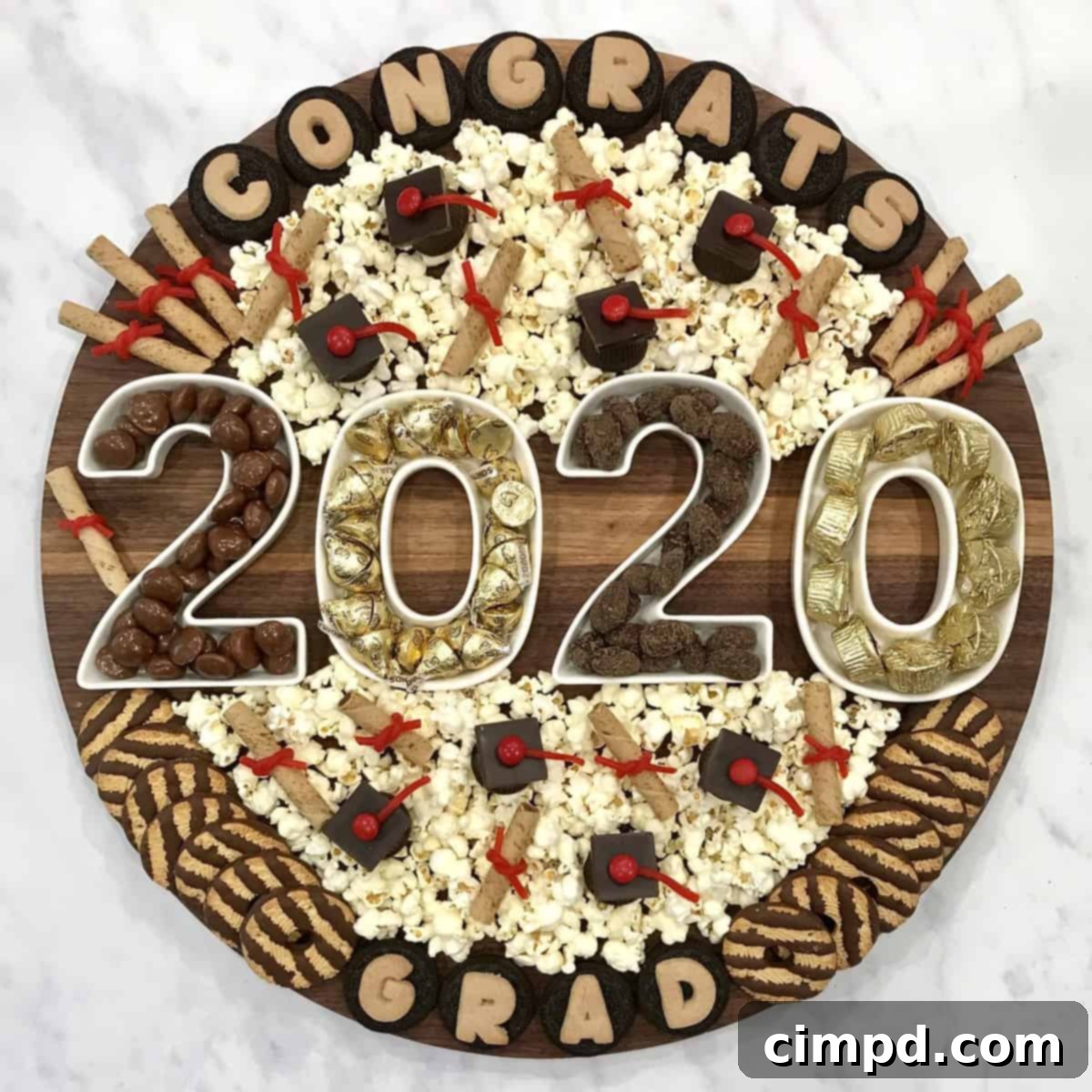 Full view of the Graduation Snack Board, ready for a celebration.