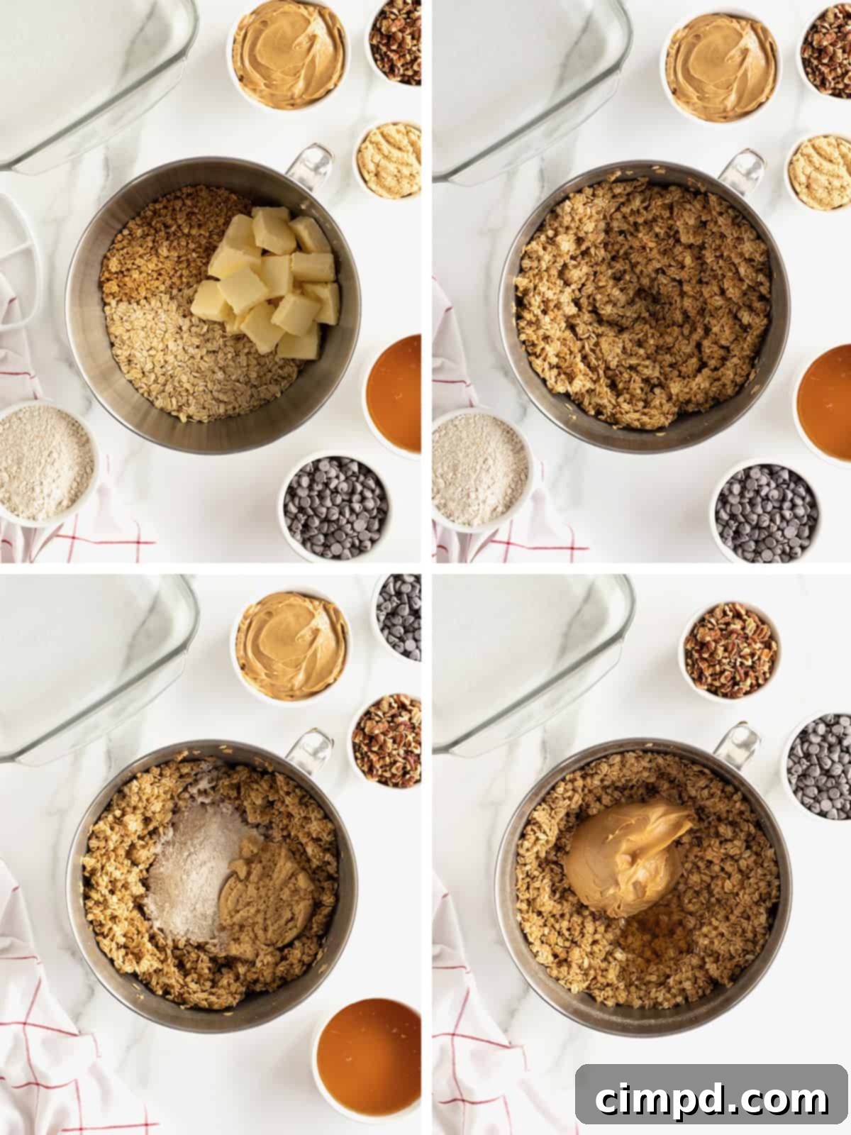 Homemade Chocolate Chip Granola Bars 7 Steps to make chocolate chip granola bars in a stand mixer.