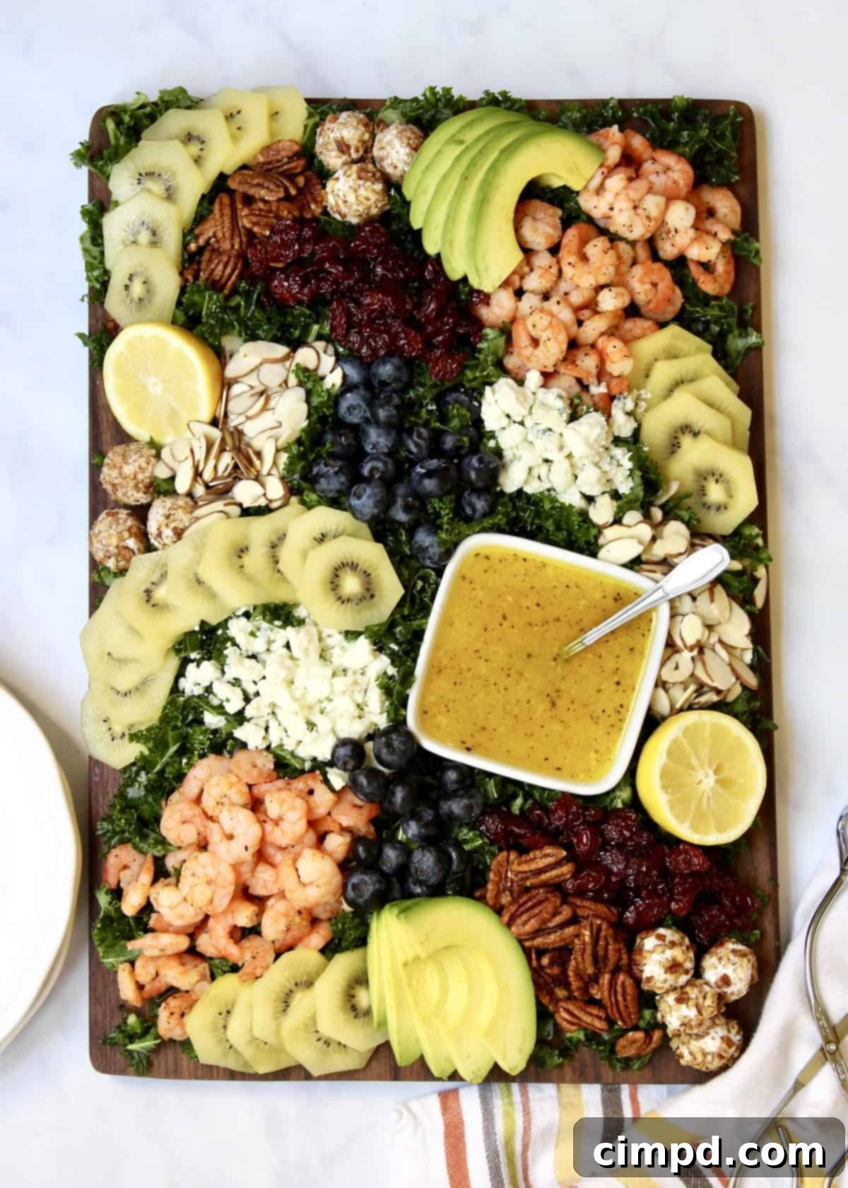 Kale + SunGold Kiwi Salad Board by The BakerMama