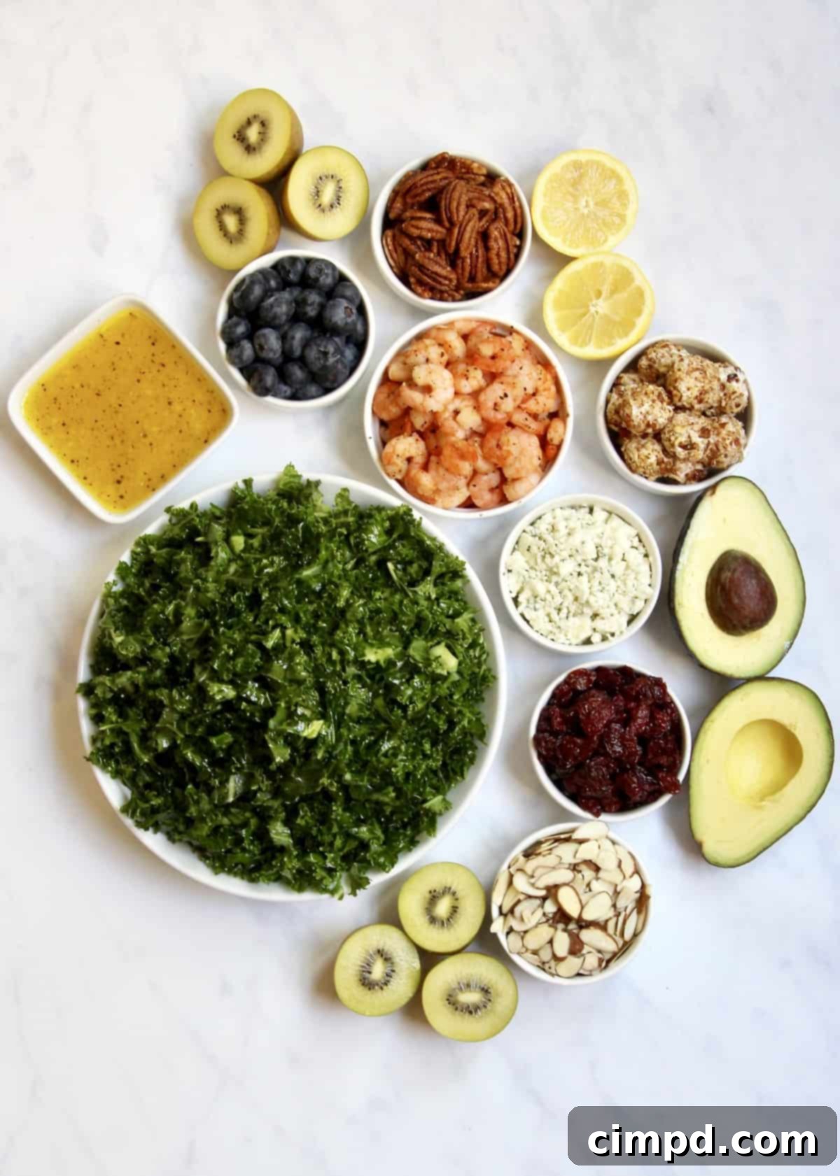 Kale + SunGold Kiwi Salad Board by The BakerMama