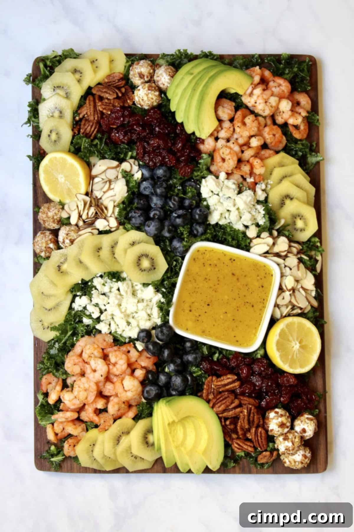 Kale + SunGold Kiwi Salad Board by The BakerMama