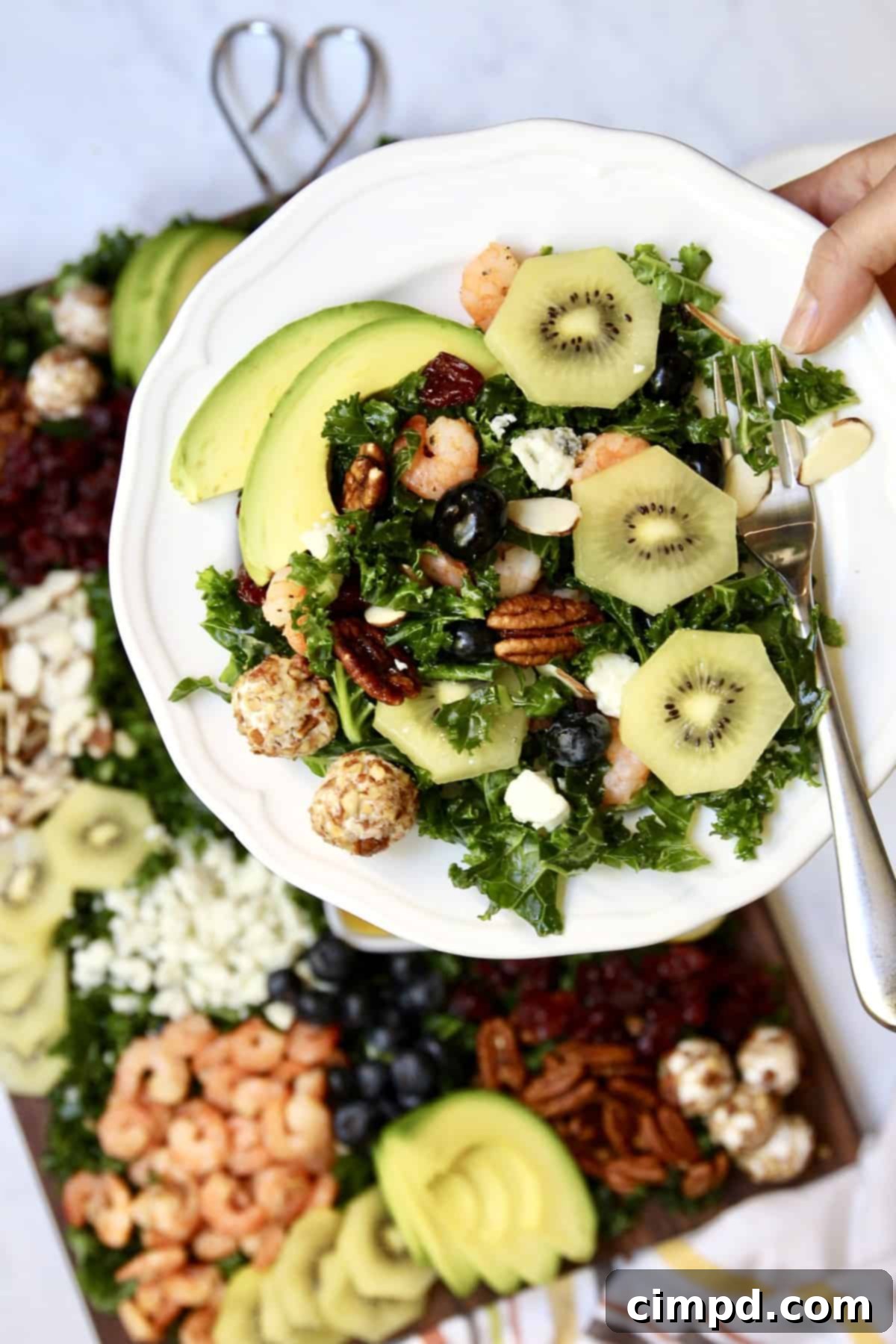 Kale + SunGold Kiwi Salad Board by The BakerMama