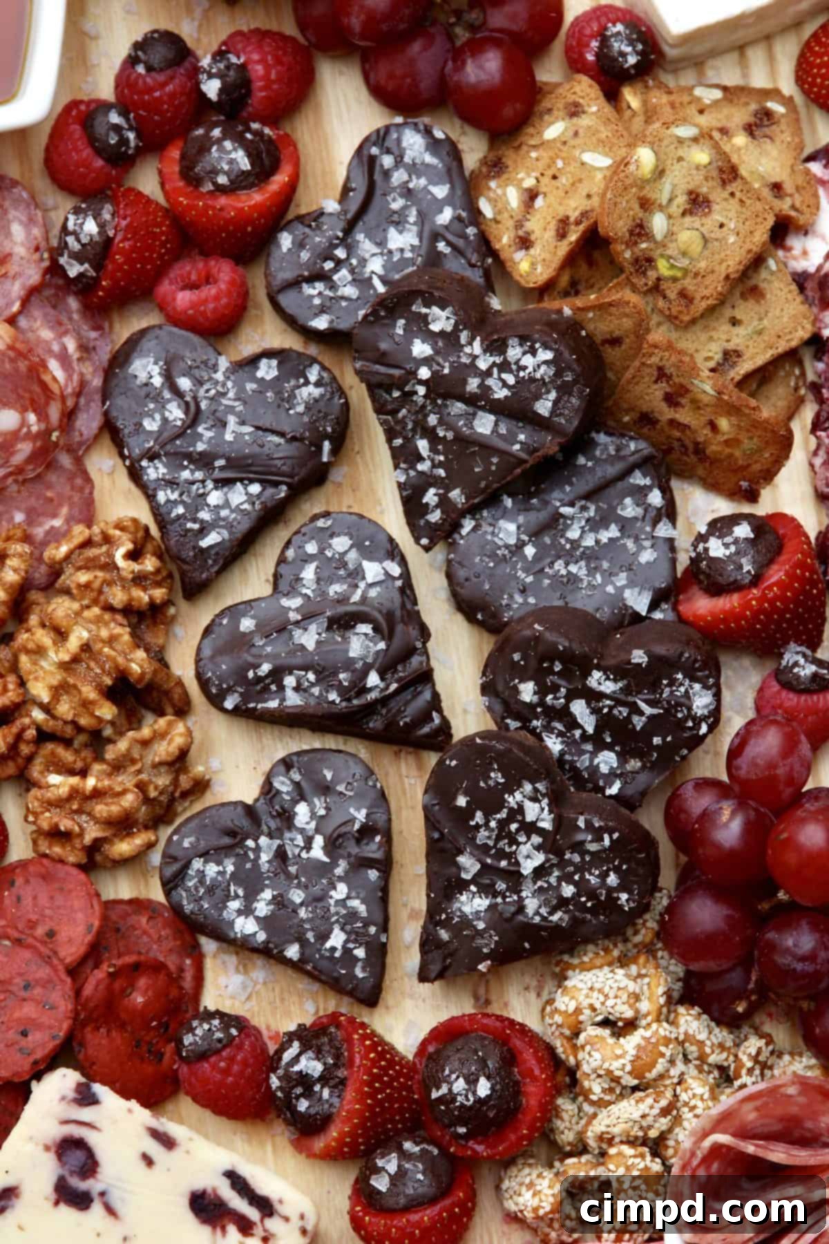 A beautifully assembled Galentine's Day Board, showcasing an abundance of sweet and savory items.