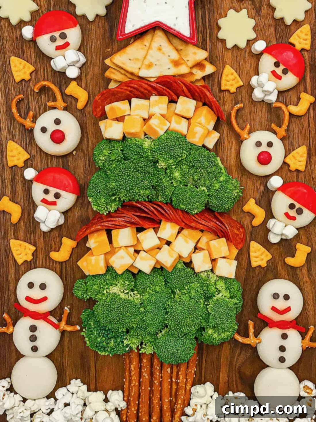 Kid's Christmas Tree Snack Board close up