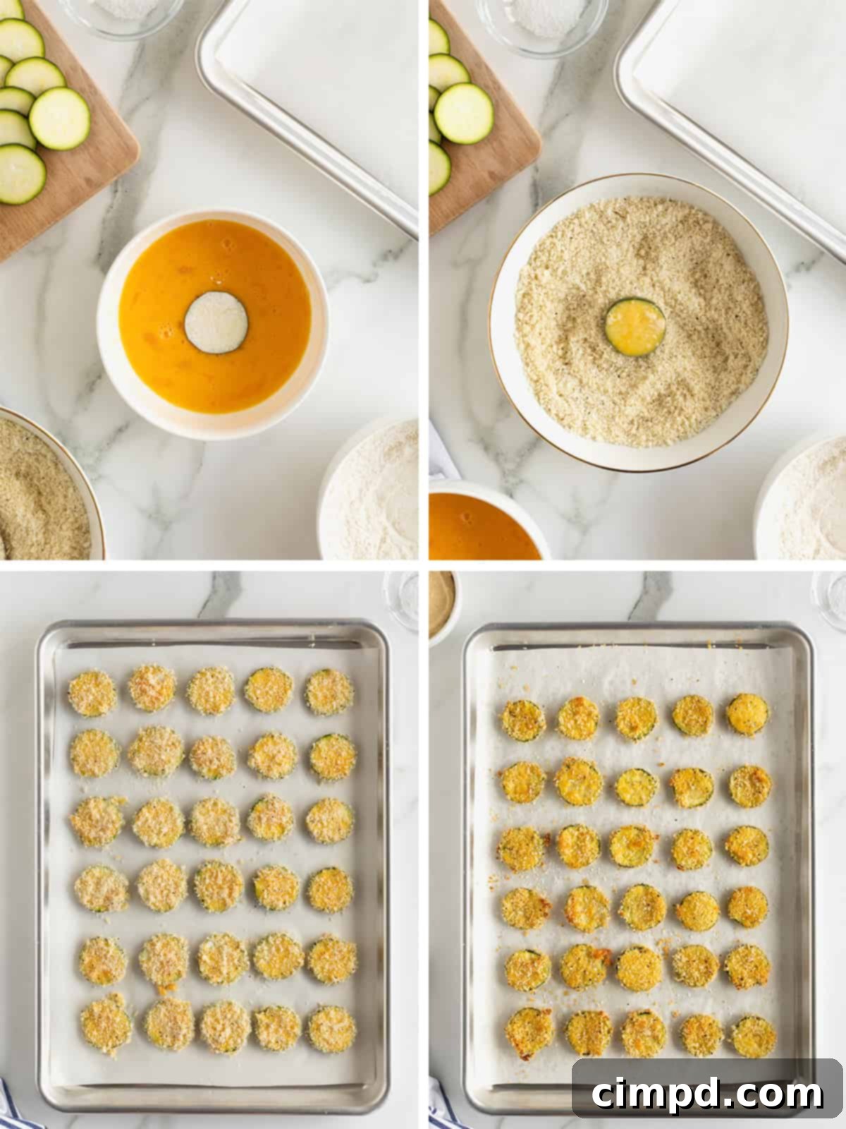 Crispy Zucchini Snacks 8 Steps to make baked zucchini chips.