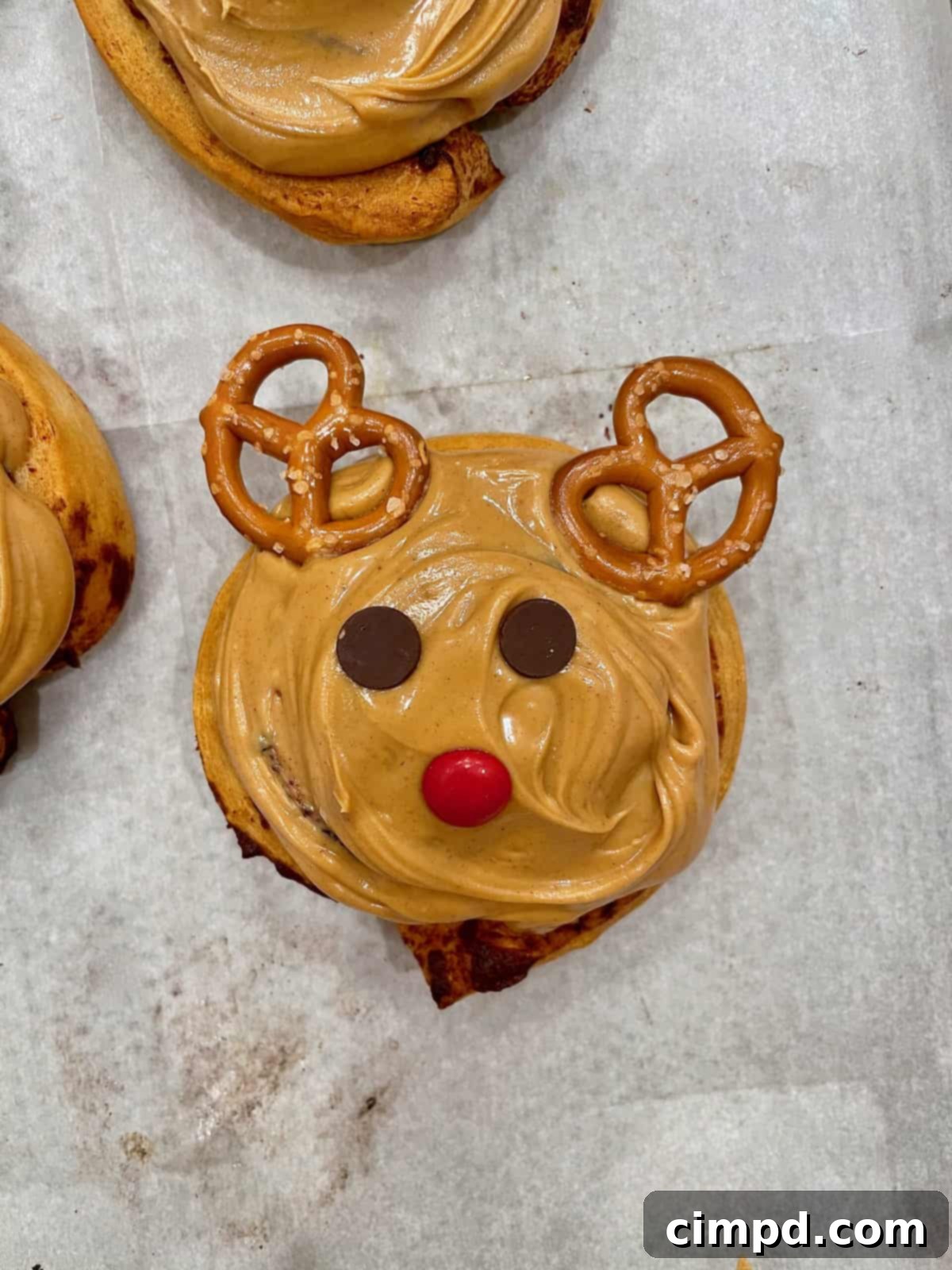 Festive Christmas-Shaped Cinnamon Rolls by The Bakermama - Reindeer