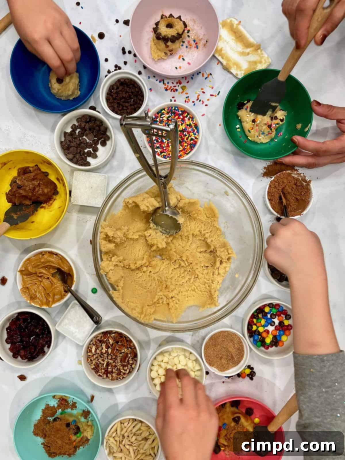 Craft Your Own Cookie Magic 4 Assortment of cookie doughs in bowls ready for baking