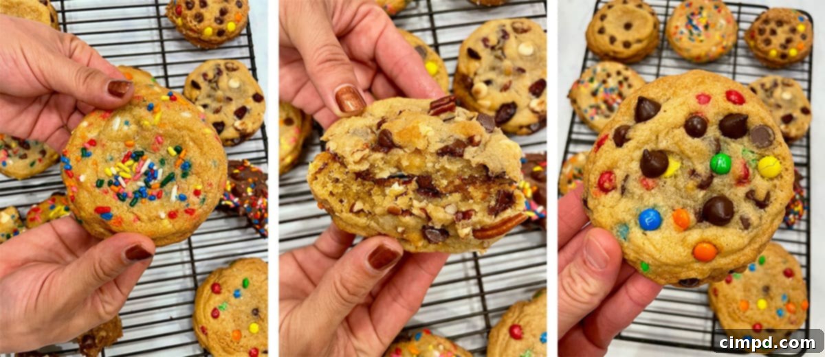 Craft Your Own Cookie Magic 7 A collage of various custom-made cookies, showcasing different mix-ins