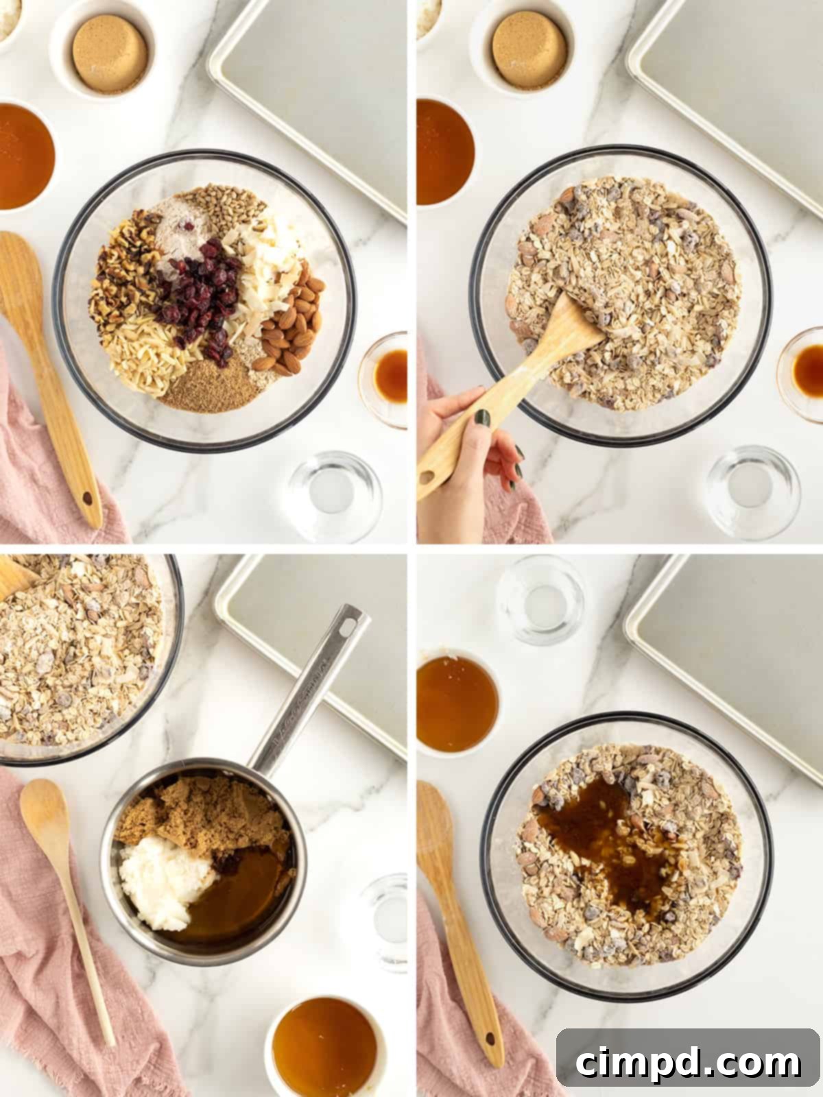 Step-by-step process for making Chunky Homemade Granola