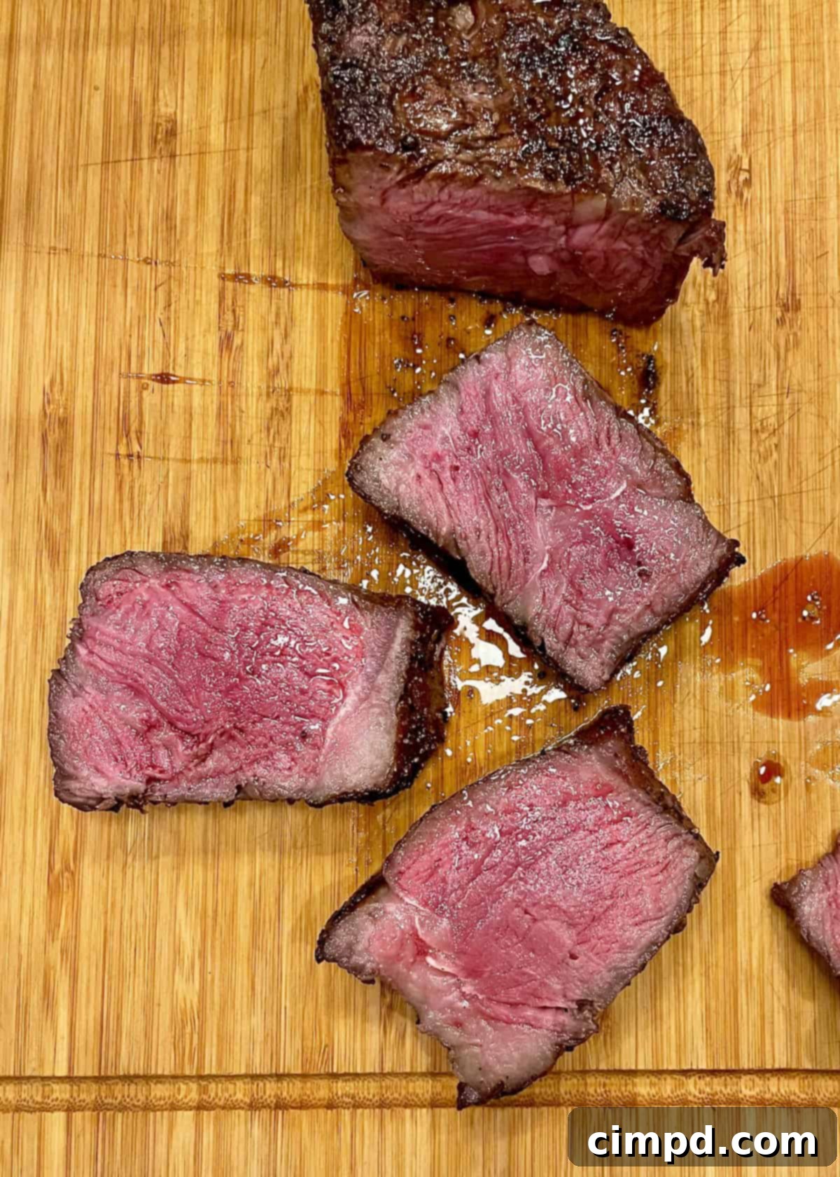 Perfectly reverse-seared steak ready to be enjoyed