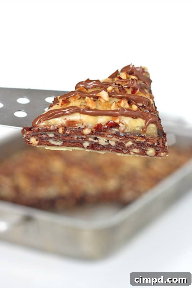 Crisp, buttery Nutella Baklava with chopped hazelnuts and honey, a delicious fusion dessert.