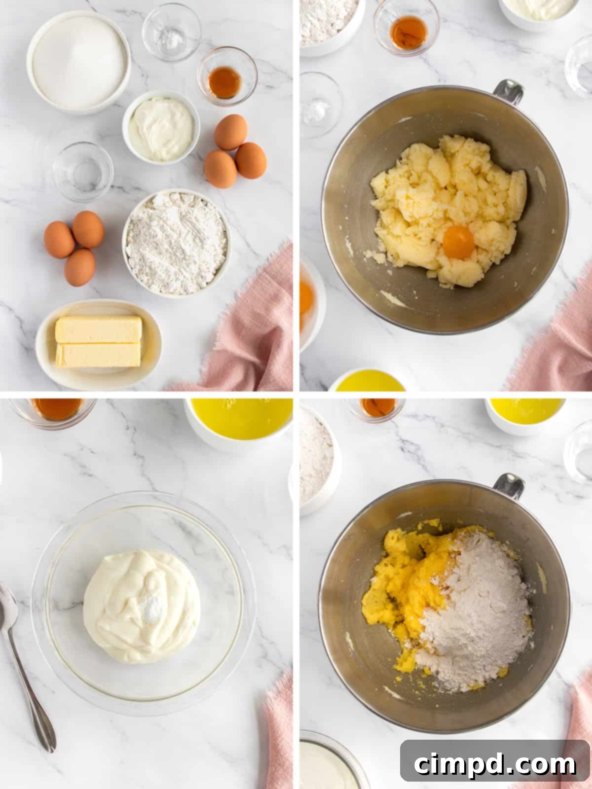 Mixing the batter for SuSu's Sour Cream Pound Cake in an electric mixer