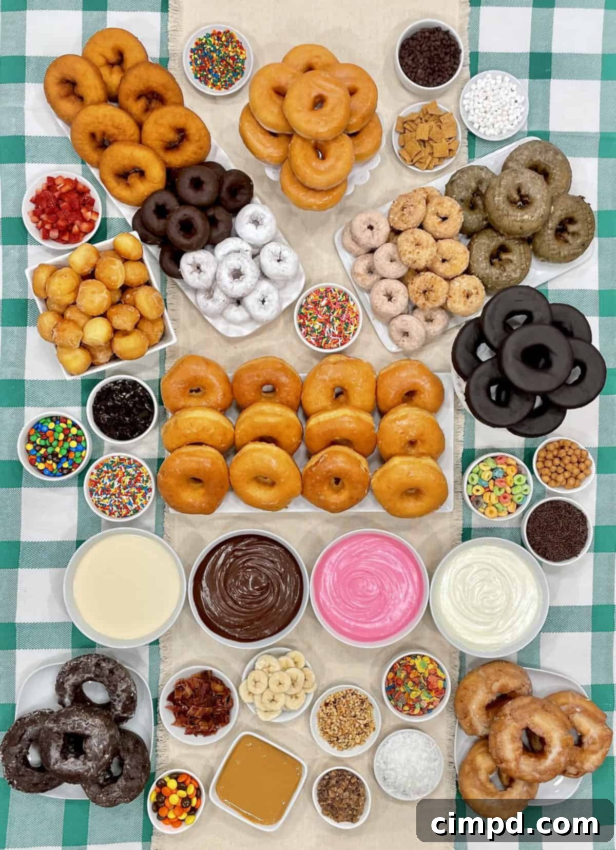 DIY Donut Decorating Bar 2 Colorful Donut Spread with Various Toppings