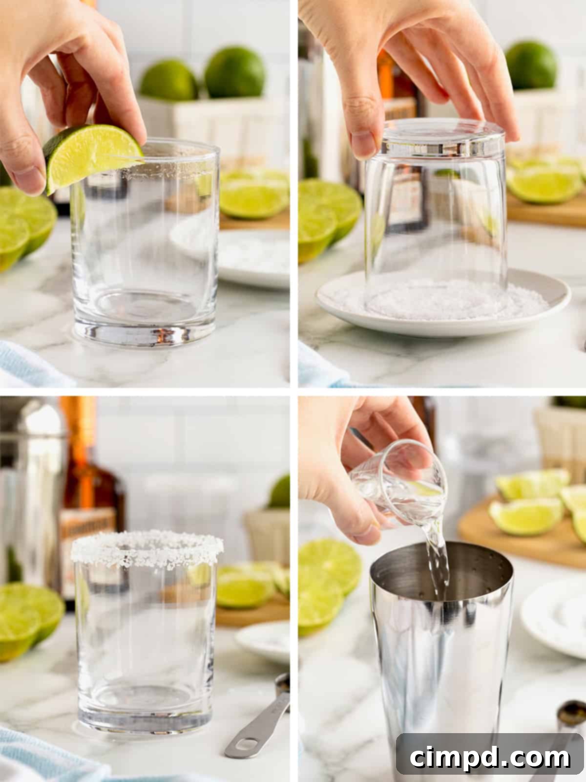Steps to make a house margarita. 