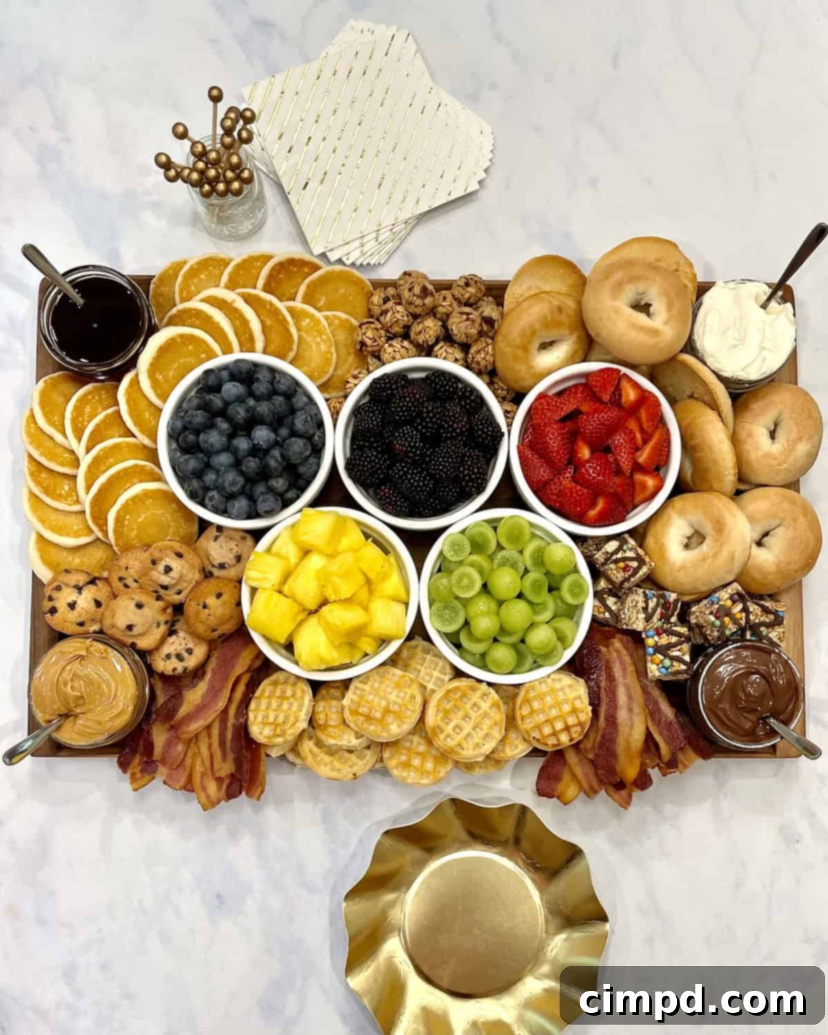 Olympic Morning Fuel 3 Close-up of a colorful Olympics Breakfast Board with various treats