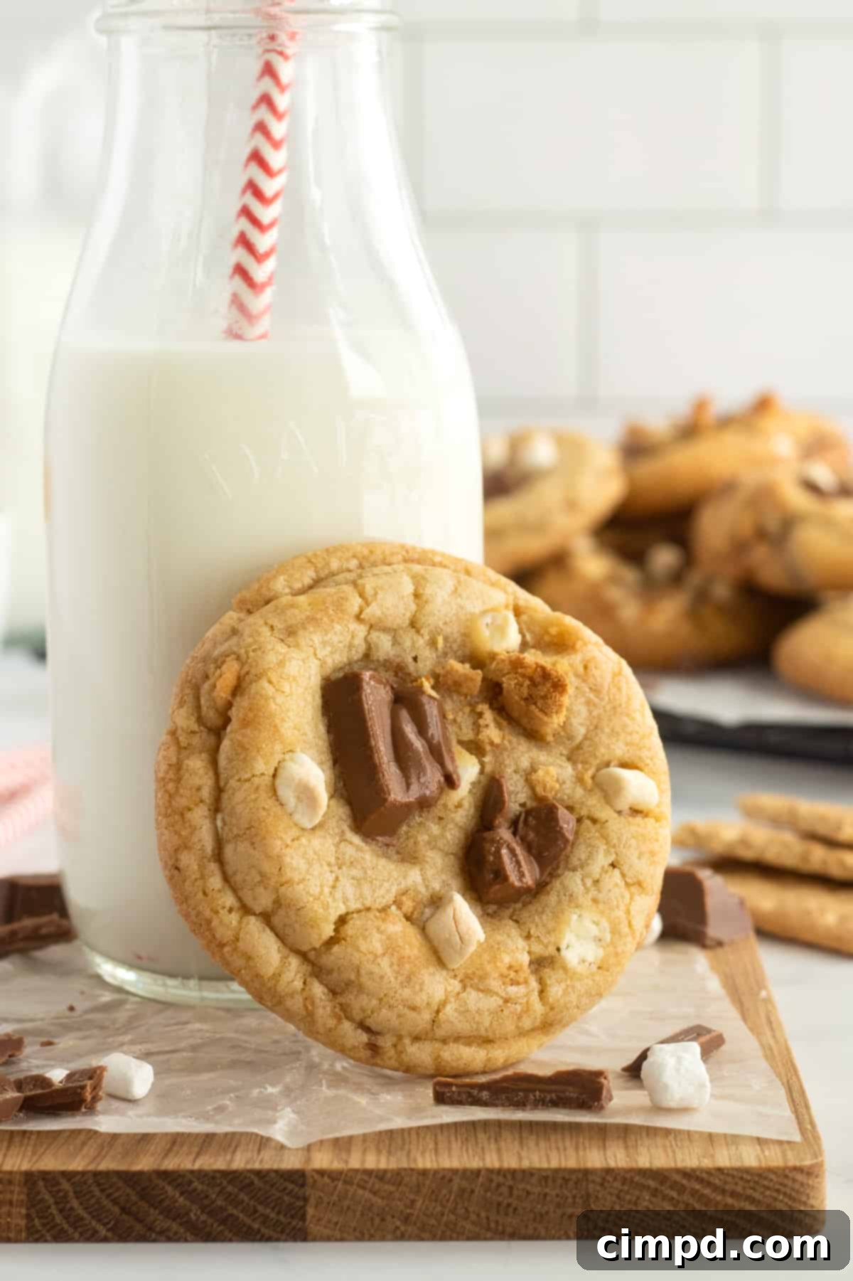 Dreamy Smores Pudding Cookies 9 A generous plate of S'mores Pudding Cookies, showcasing their appealing golden-brown color and inviting texture.
