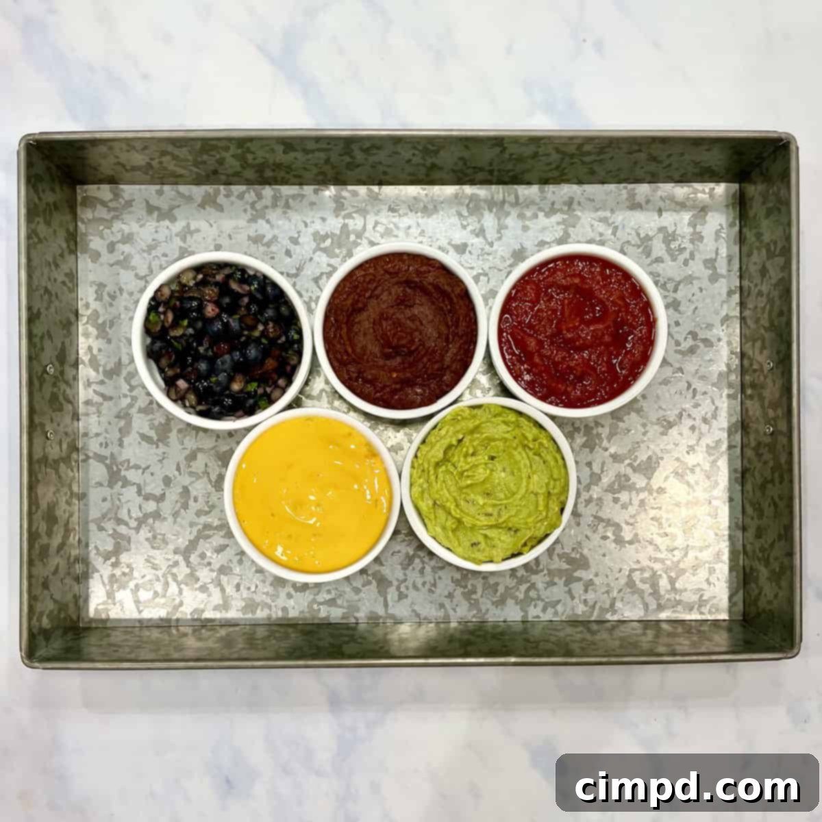 Artful arrangement of Olympics Chips and Dips Tray