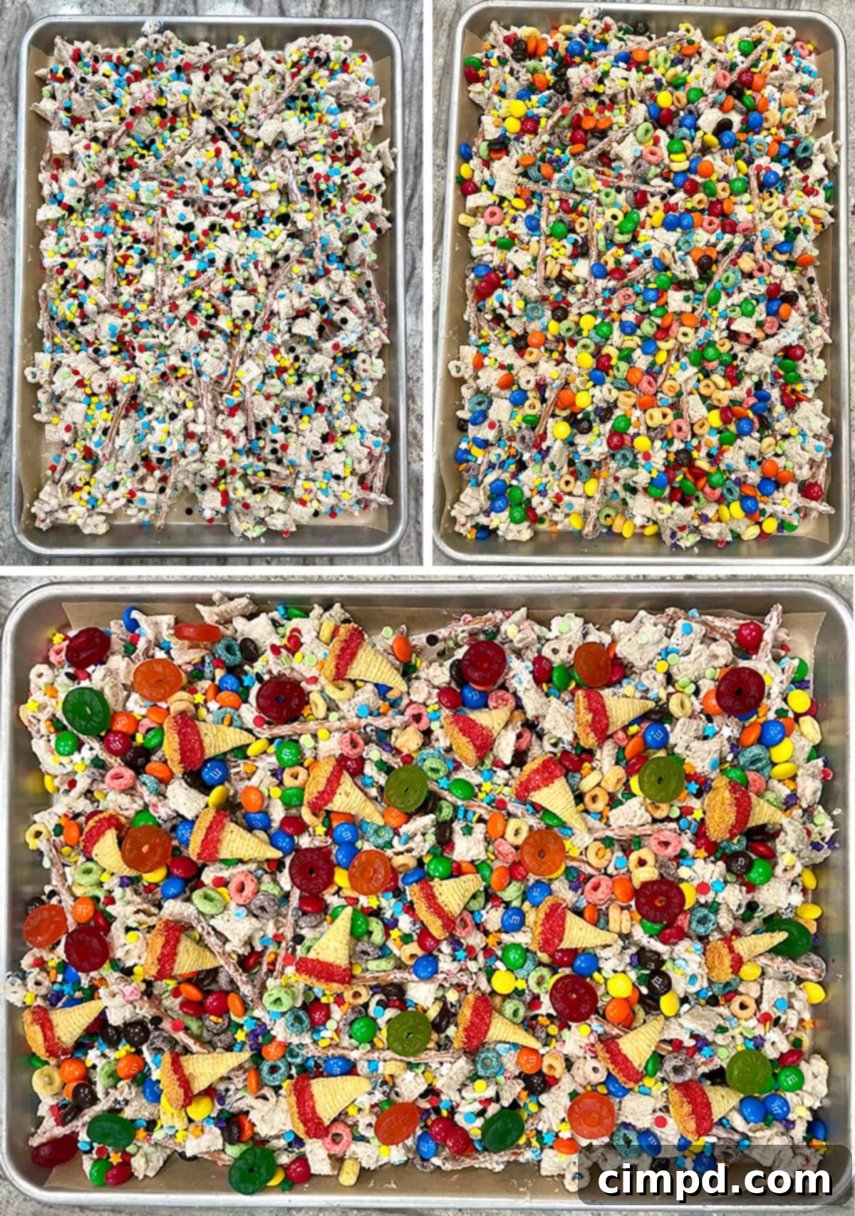 Finished Olympics Snack Mix with all toppings and mini torches